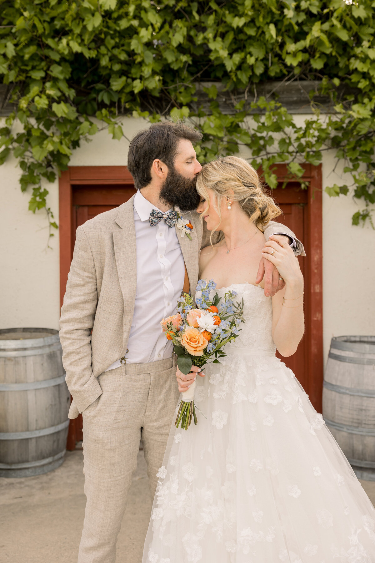 Wedding couple portraits on wedding day at Carlos Creek Winery in Alexandria MN
