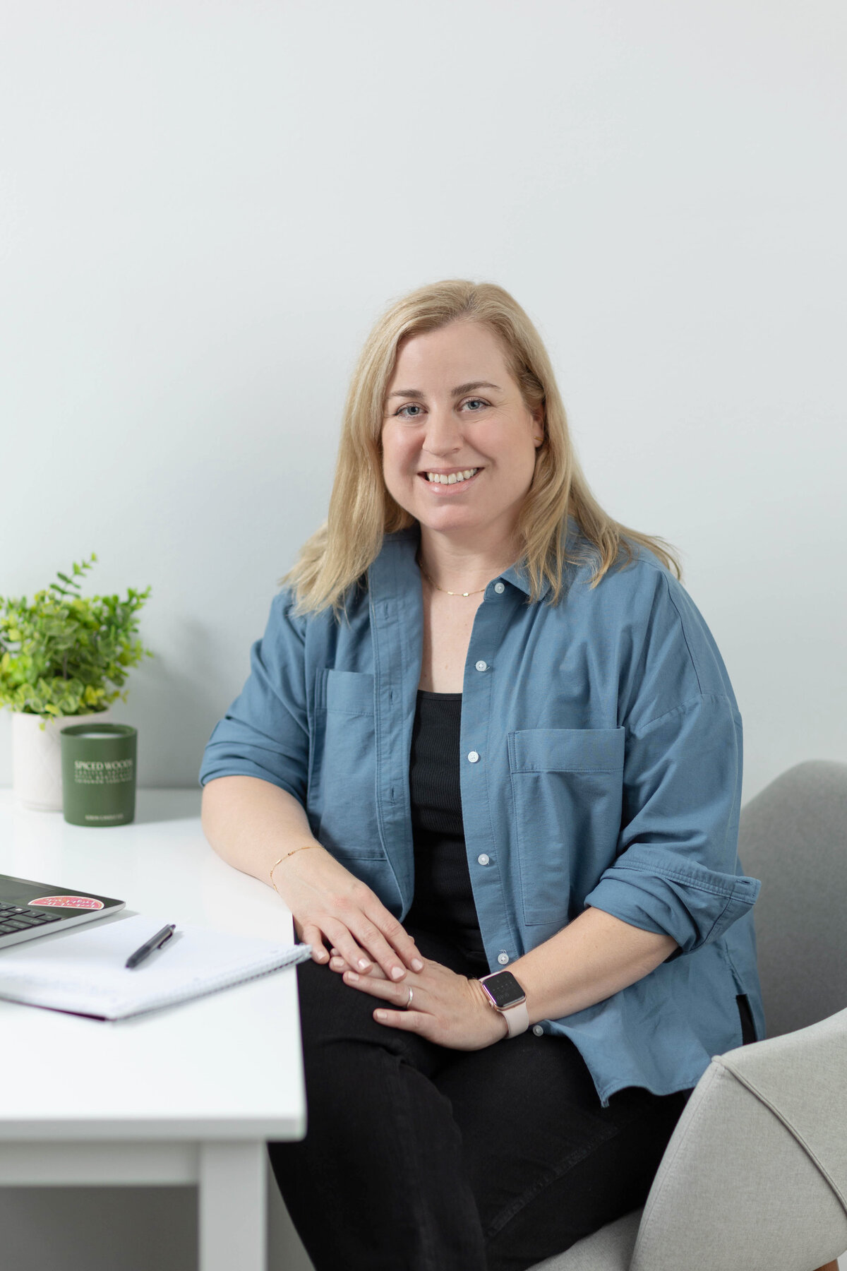 Therapist portrait at desk