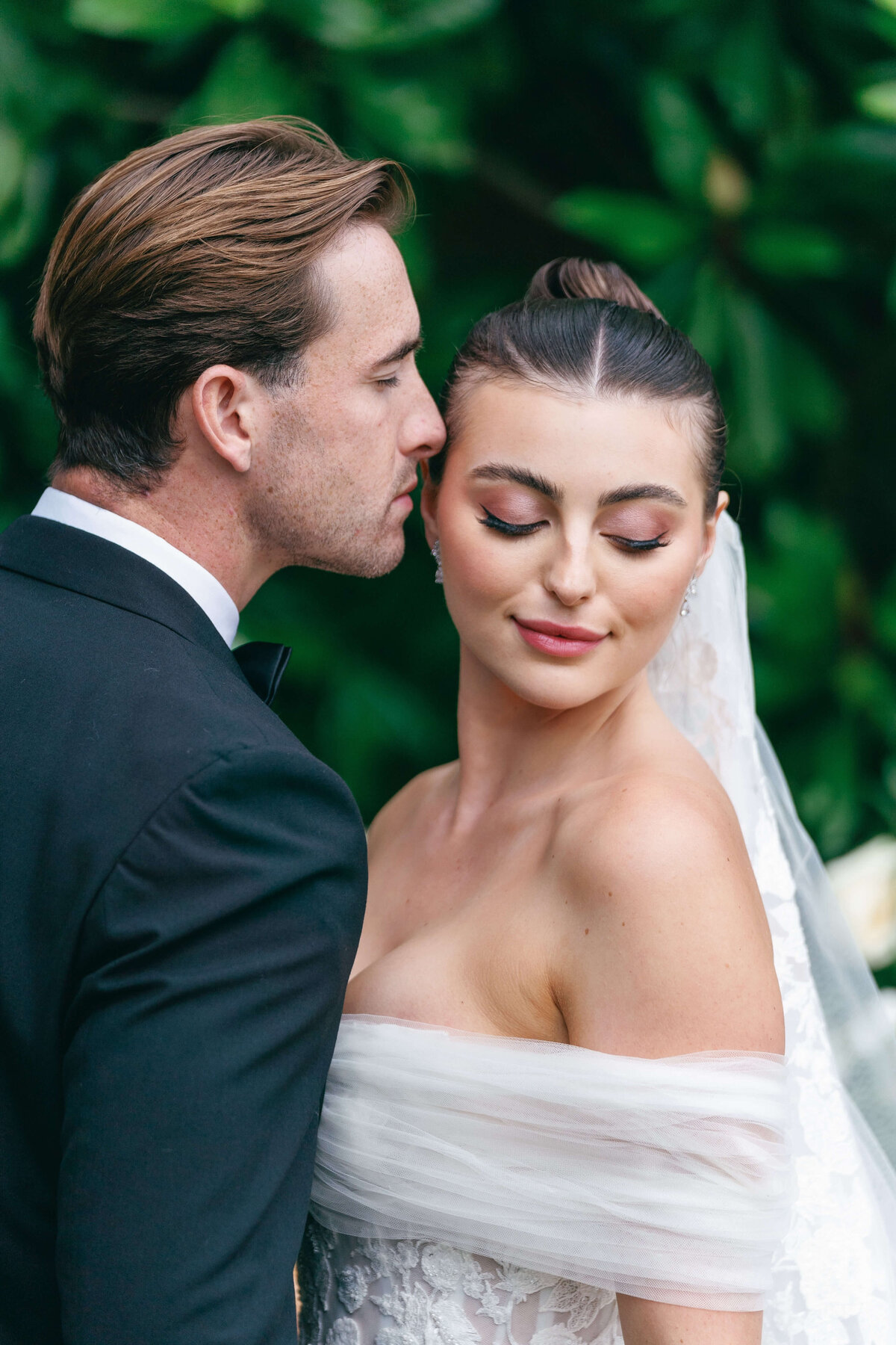 Bride in a tulle wedding gown for her Destination wedding