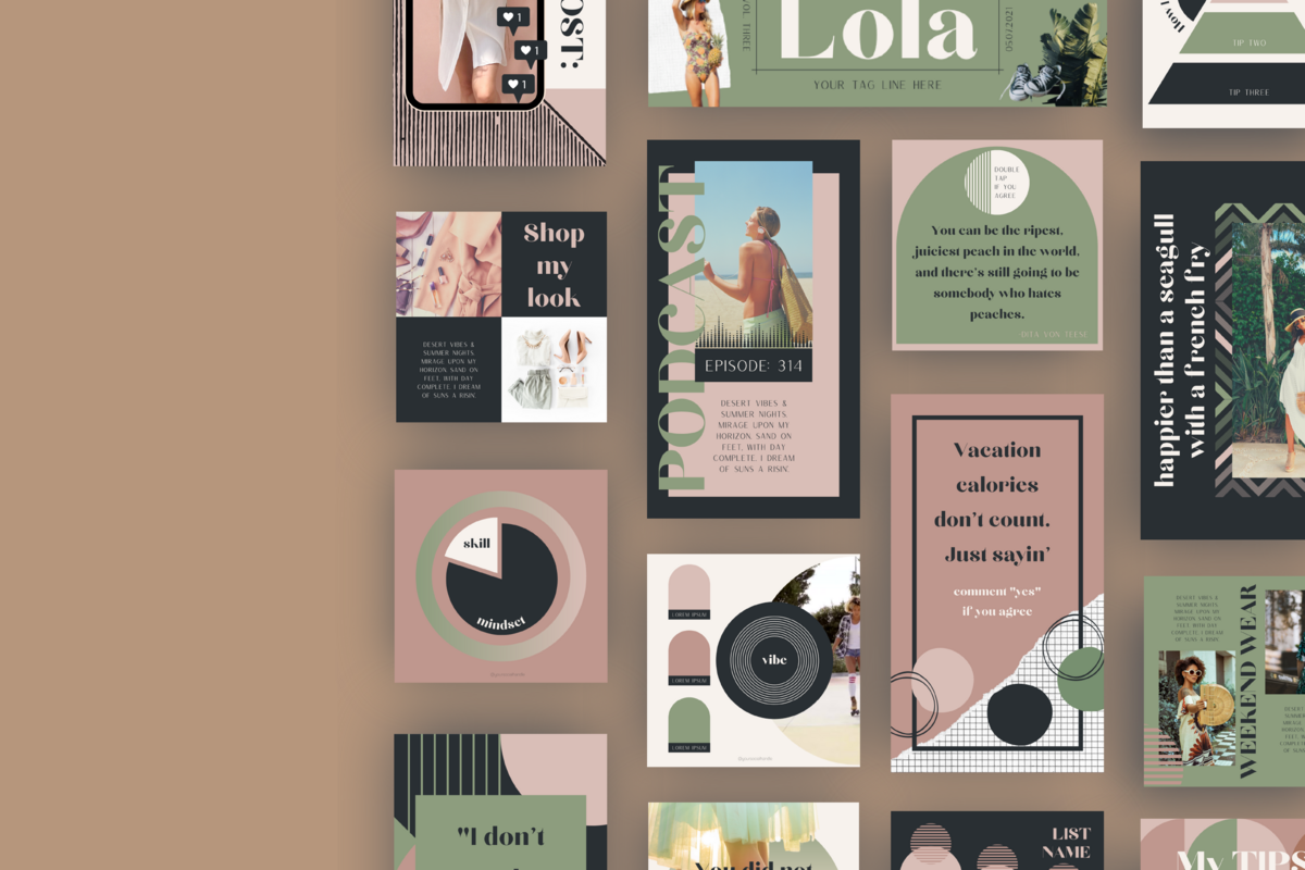 Retro Fresh Bombshell Social Templates | TheSoulMoonCollective