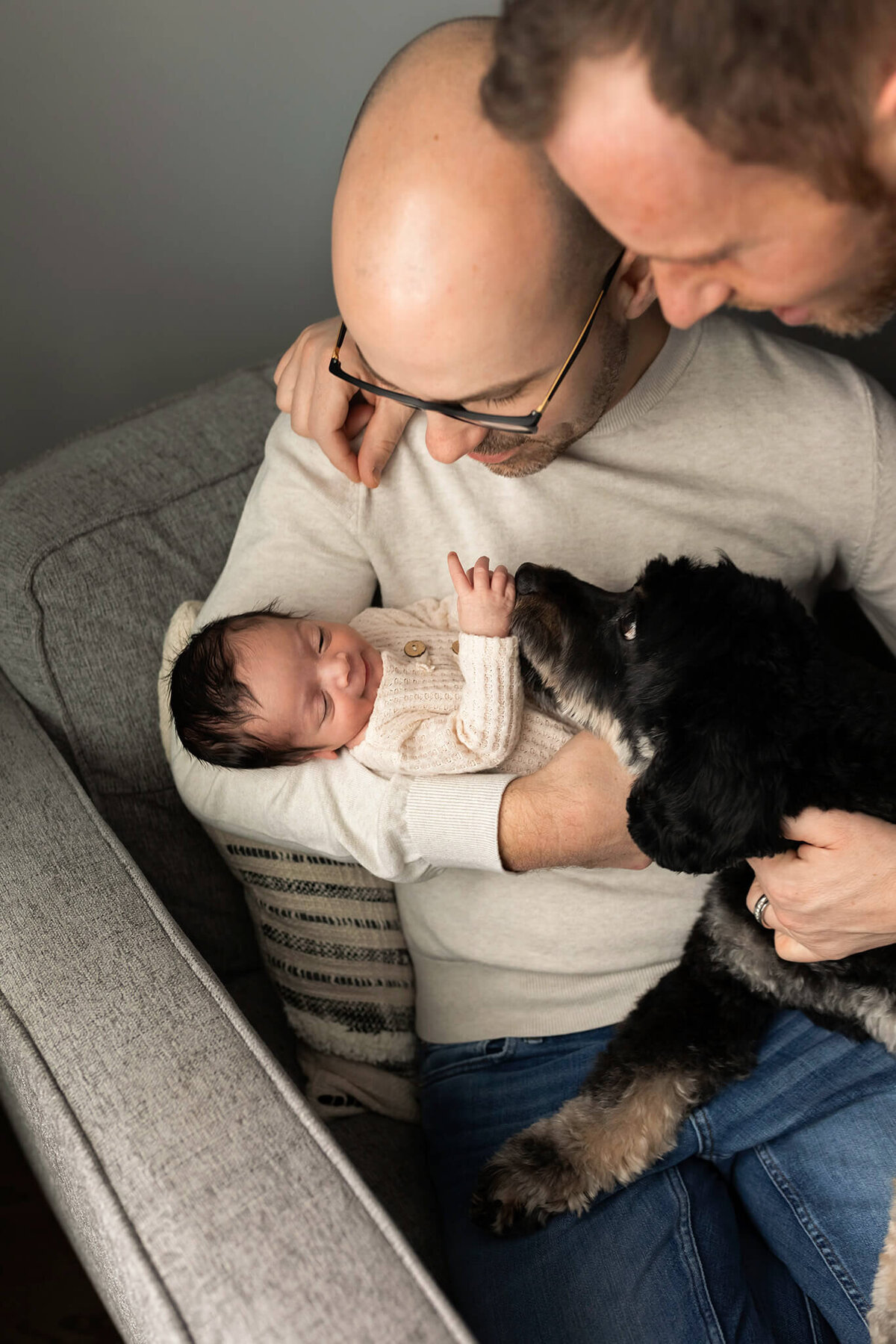 New Jersey newborn photos of two dads with their baby