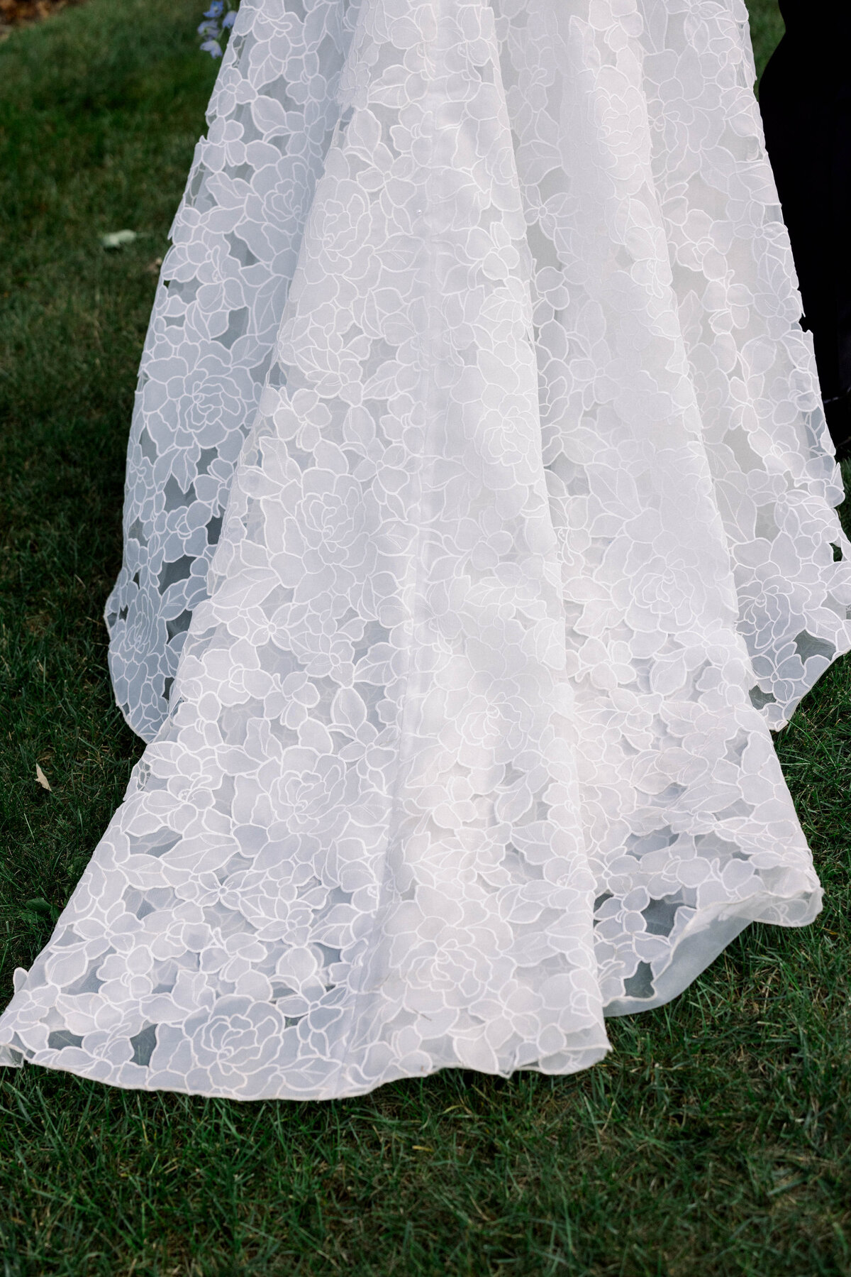 closeup of brides dress