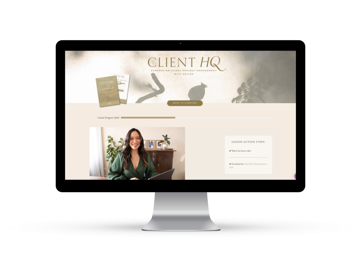 A Notion course  on how to create a streamlined client project management system for freelancers and service-based entrepreneurs. Client CRM, Projects Manager and Client Portal Notion Templates included.