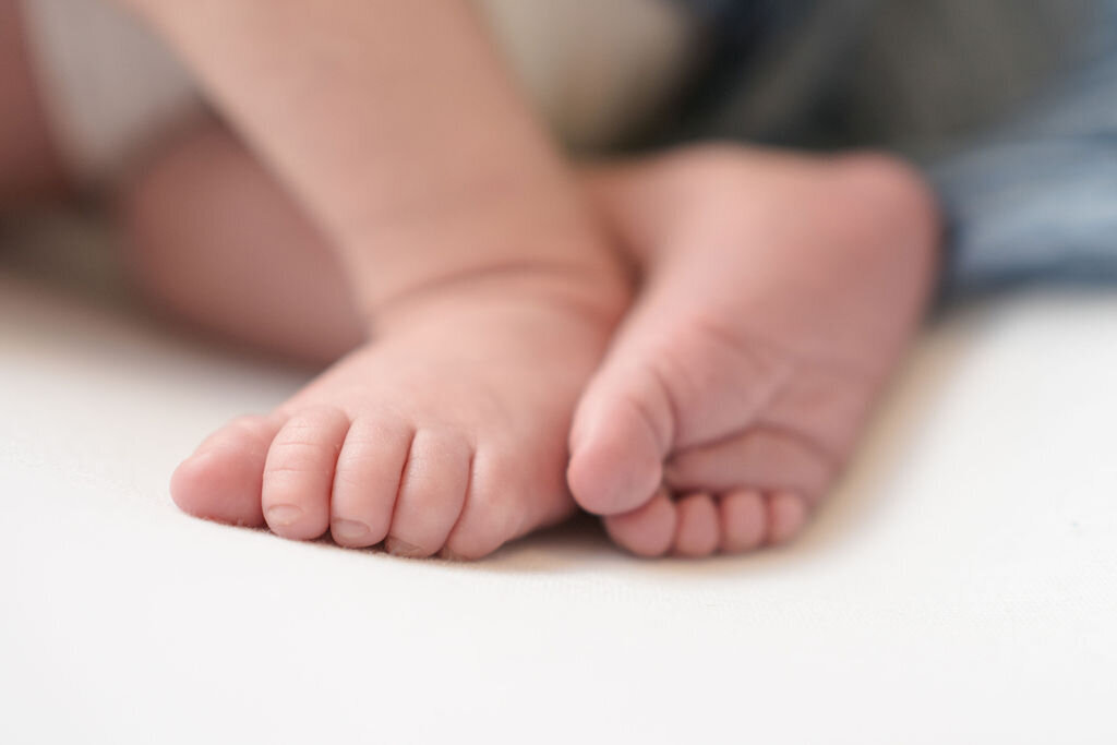 Capturing the tiniest of toes during a newborn photography session at Thistle and Bloom Photography's Home studio in Edmonds WA.