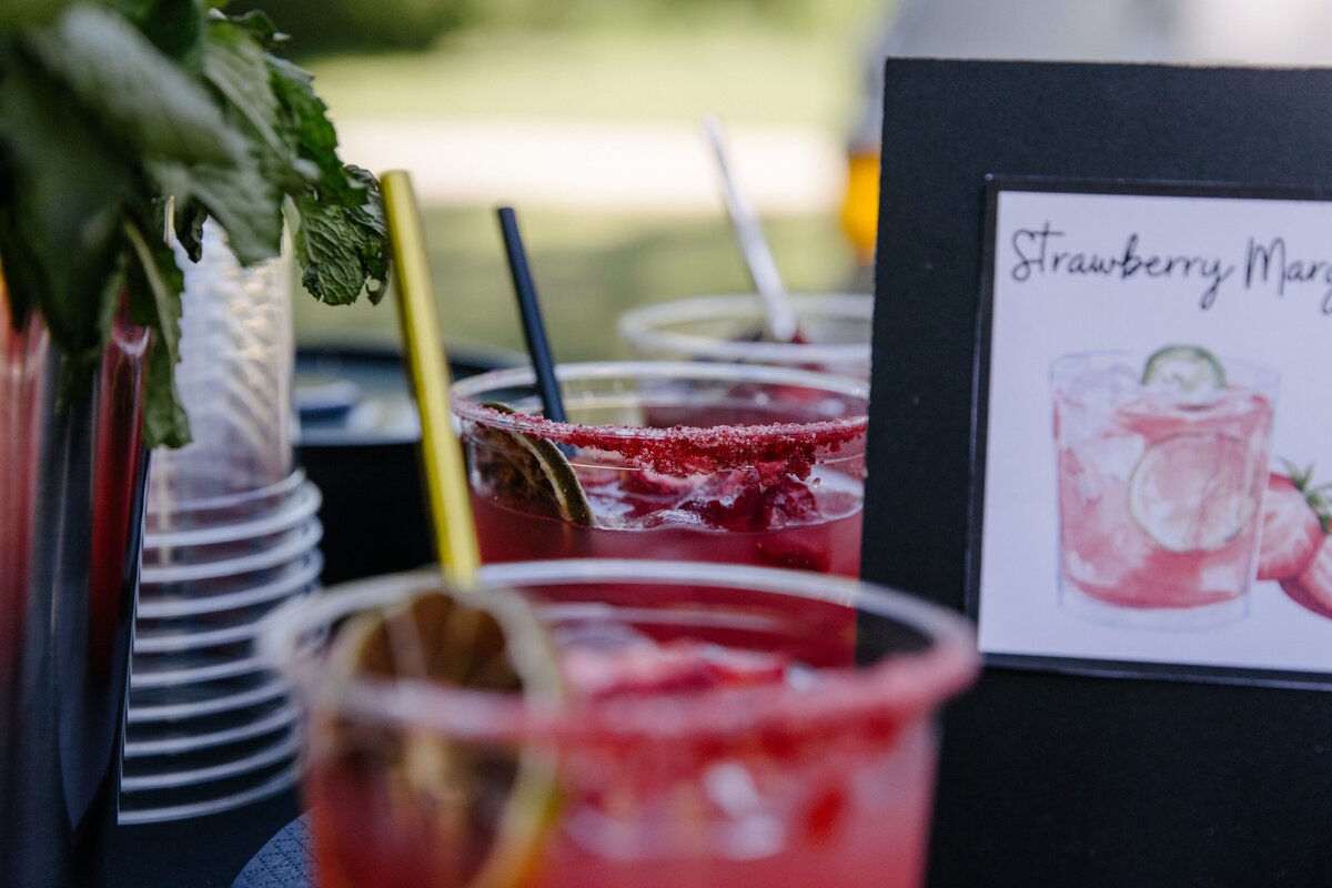 Cocktails displayed on Bee Tapped Dry Bar mobile beverage truck for parties in Milwaukee