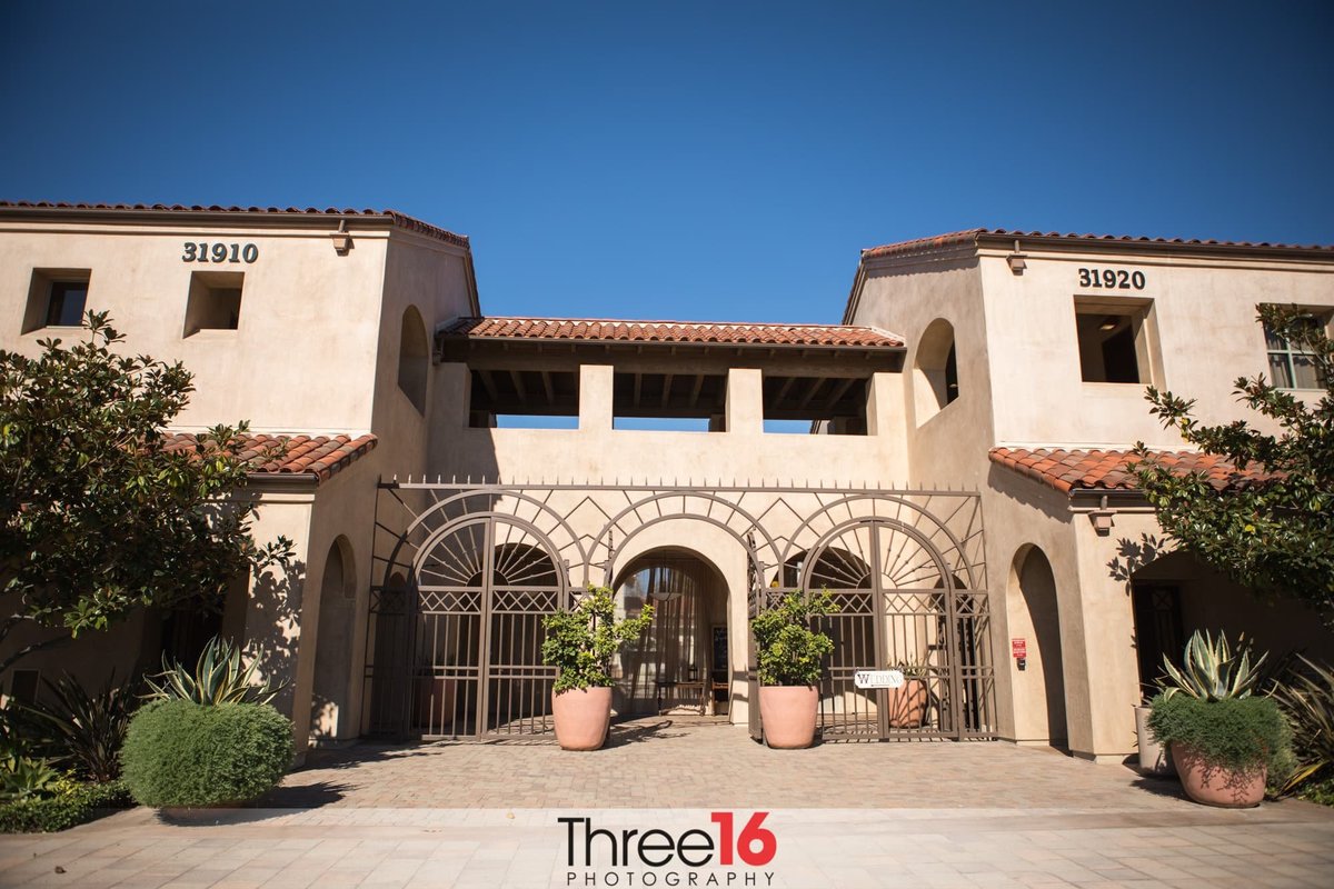 Entrance to the Serra Plaza Wedding Venue in San Juan Capistrano