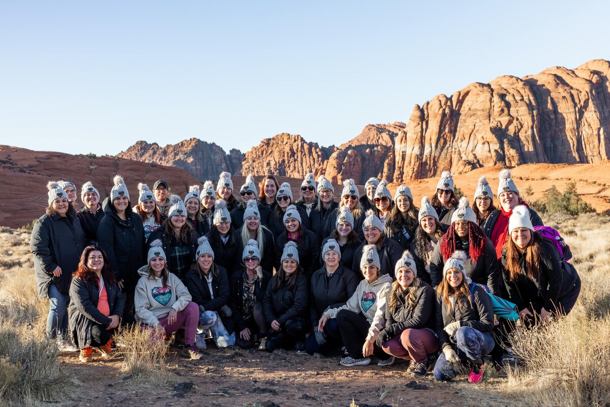 large group shot of women in zion mountains