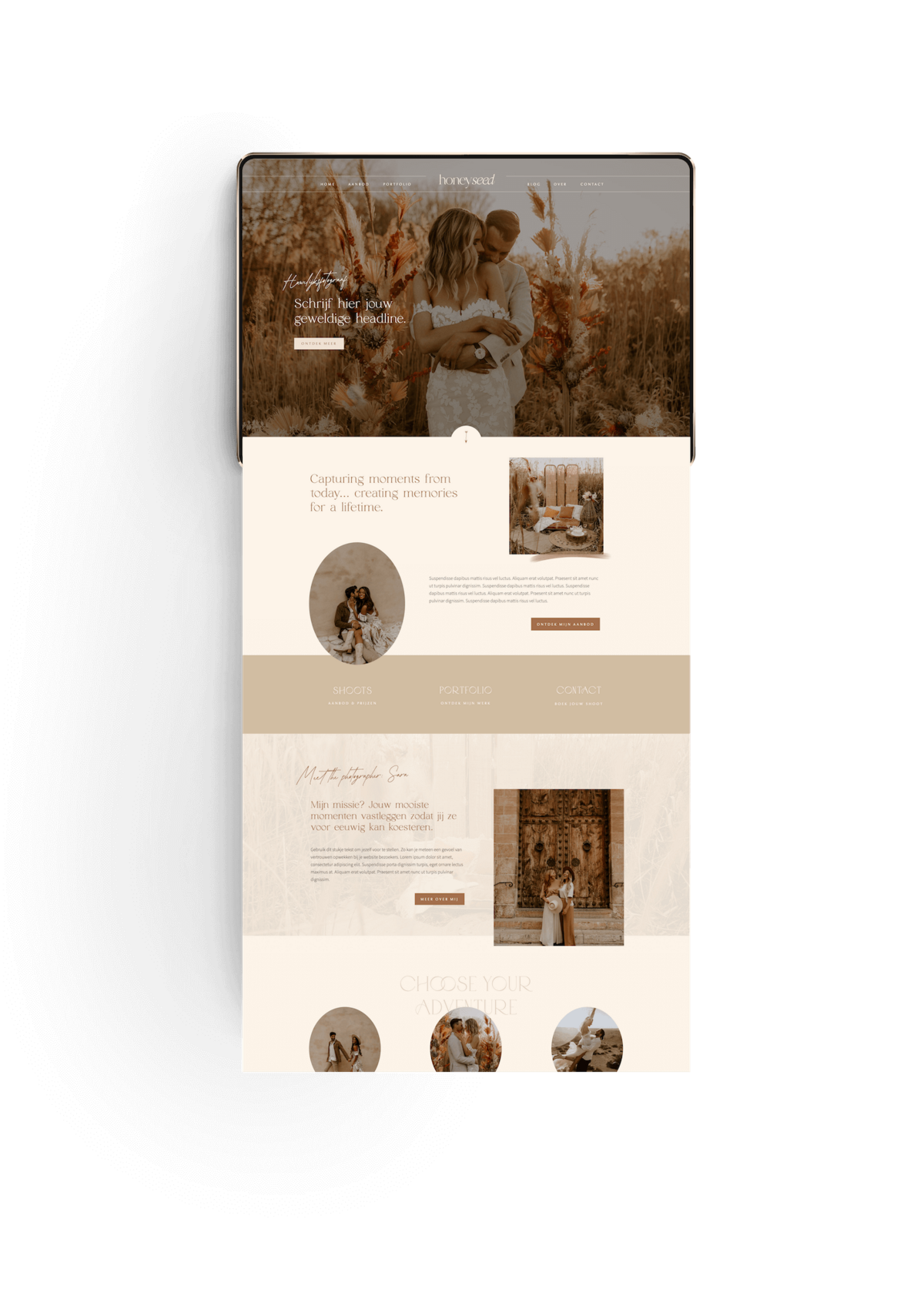 Minimalistische Showit website template