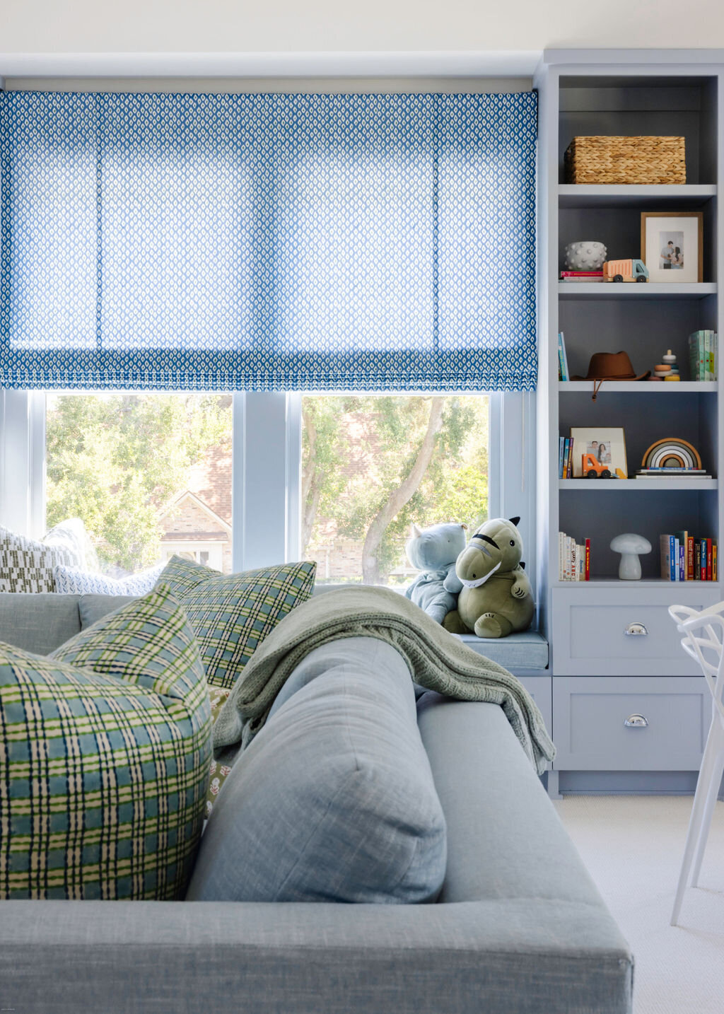 oyster creek studios stripling new build blue and green couch