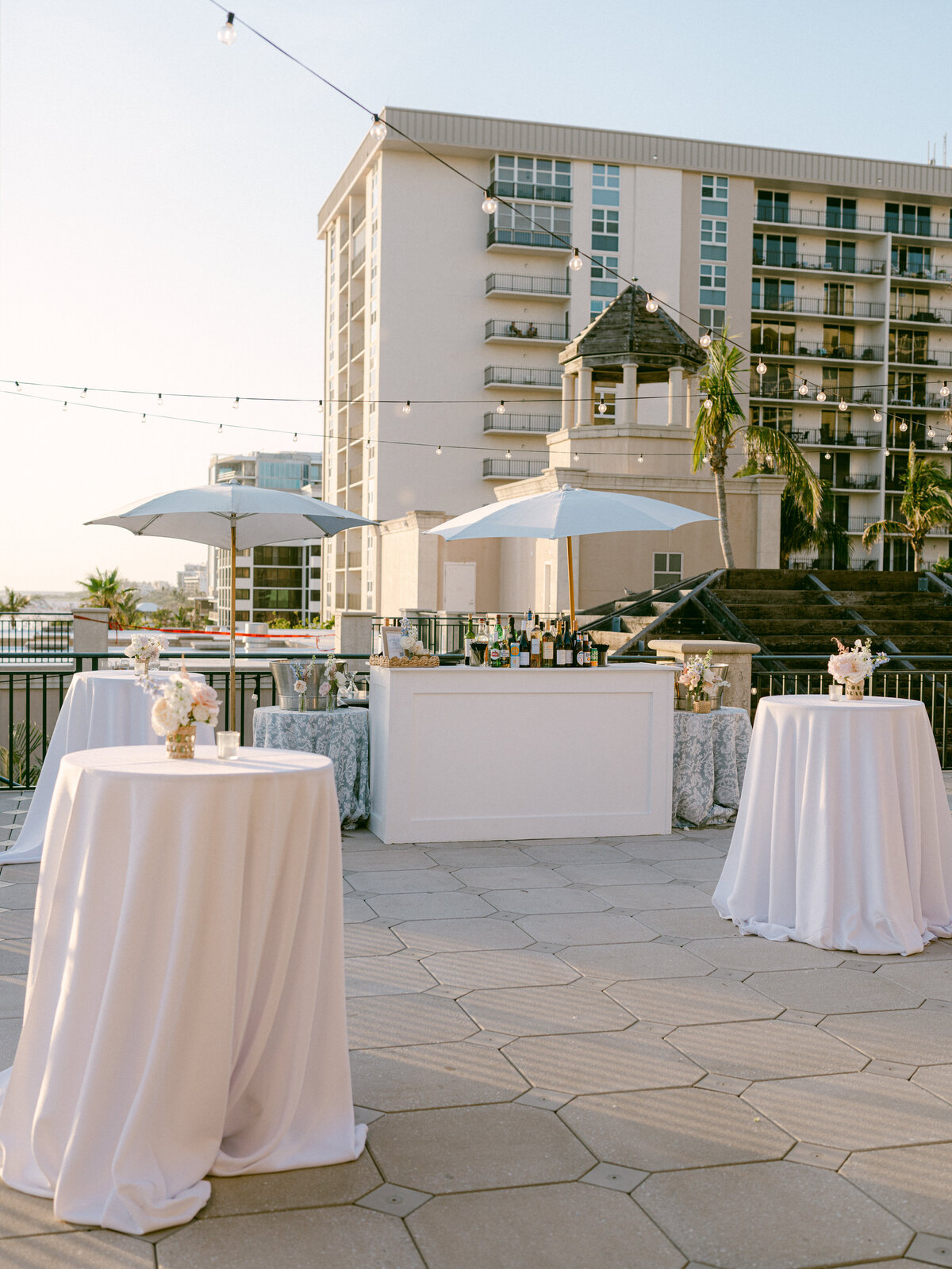 Cocktail Hour set up at beachside venue
