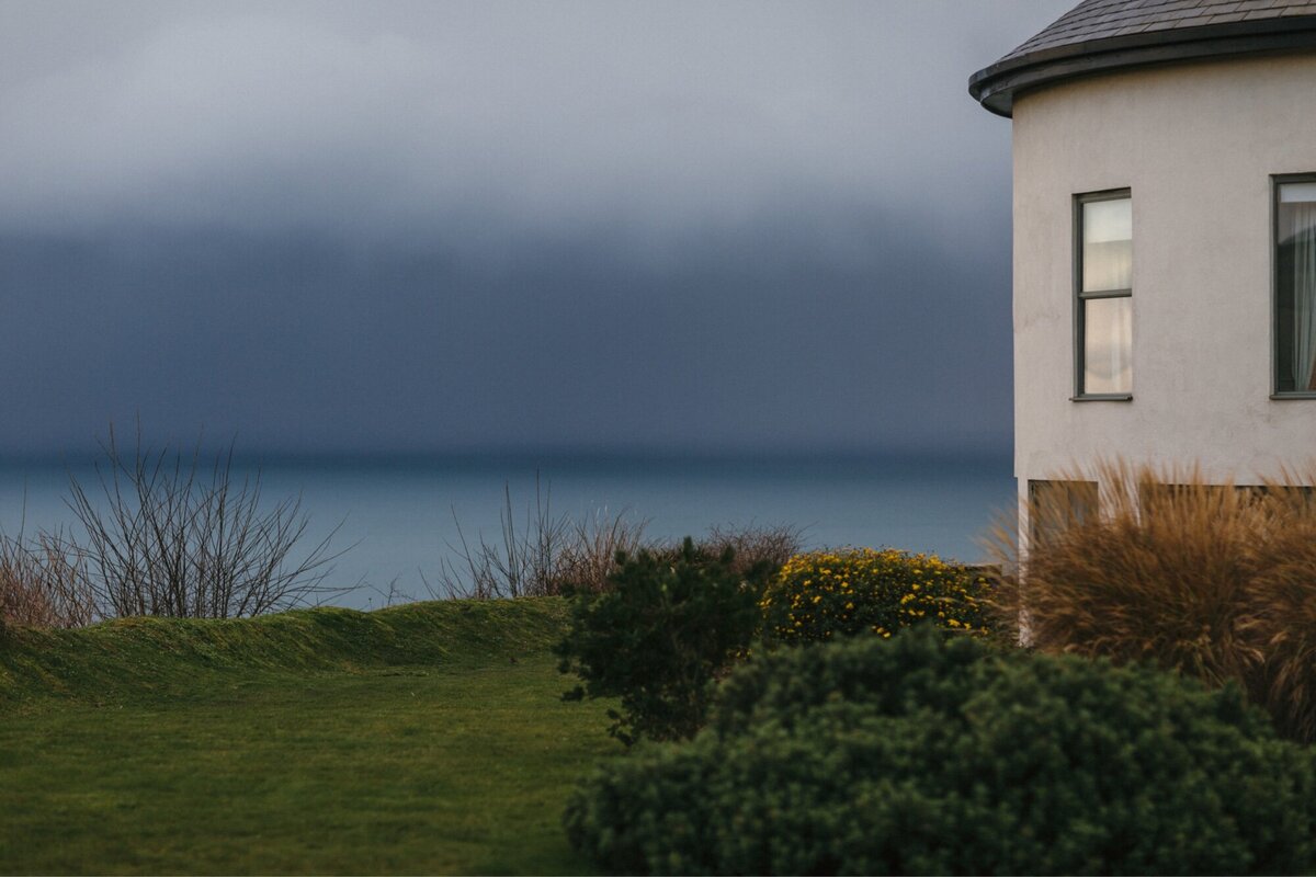 Wintery skies over teh sea at Gara Rock Wedding