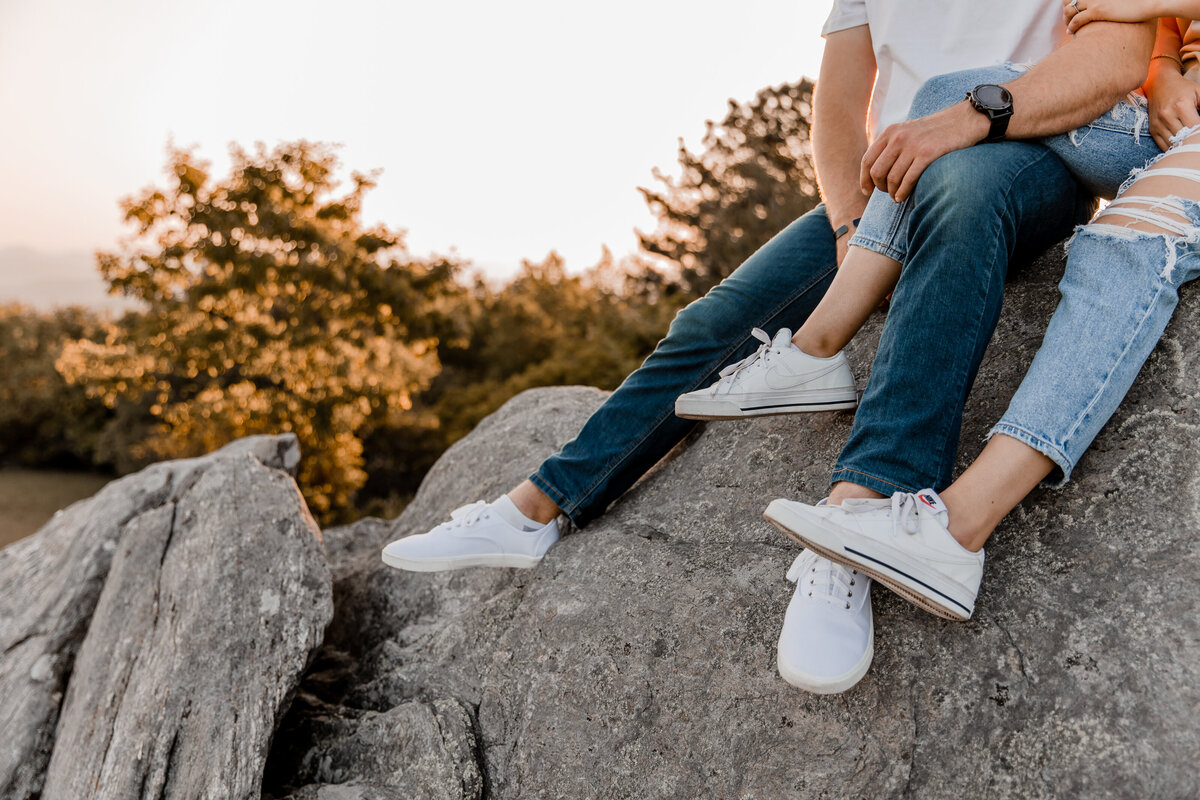 Couples sneakers in mountains