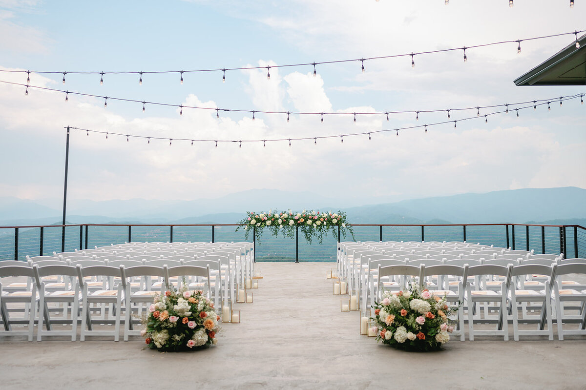 Wedding ceremony overlooking the mountains at The Trillium