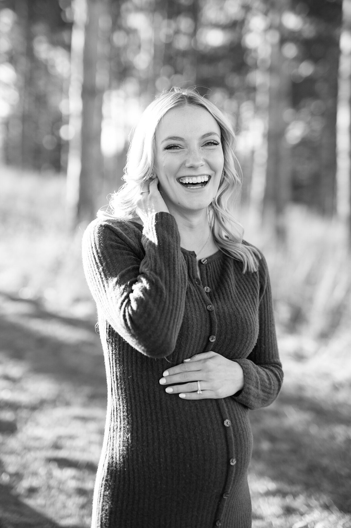 Black and white image by a Wisconsin maternity photographer