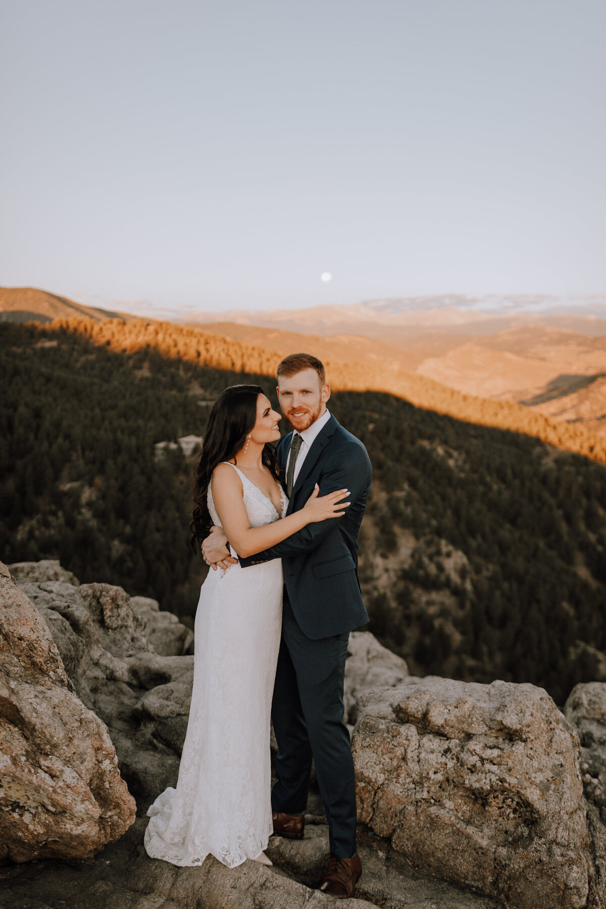 bride and groom sunrise elopement