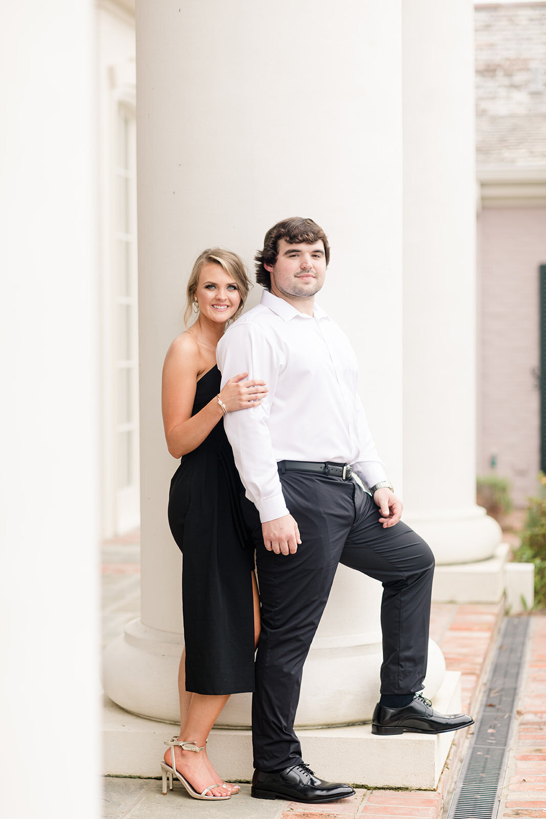 Engagement photo of couple at The Mansion at Red Hill in Delhi, Louisiana
