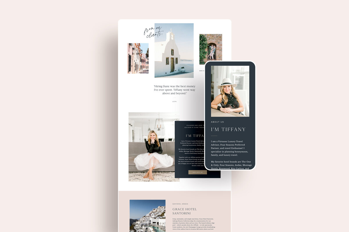 a mockup of a luxurious website
