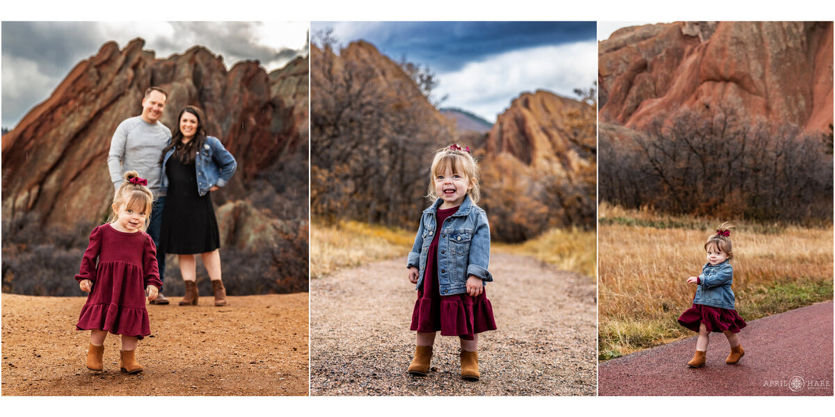 Adorable Girl with her Family at Roxborough State Park in Colorado