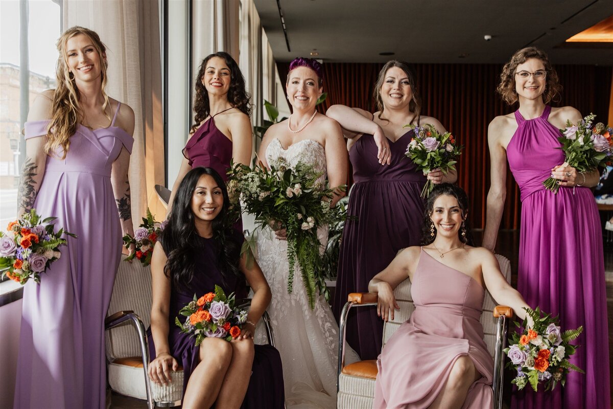 9 - Hotel Haya Wedding Bride with Bridesmaids in Different Gowns - Tampa Bay Wedding Planner