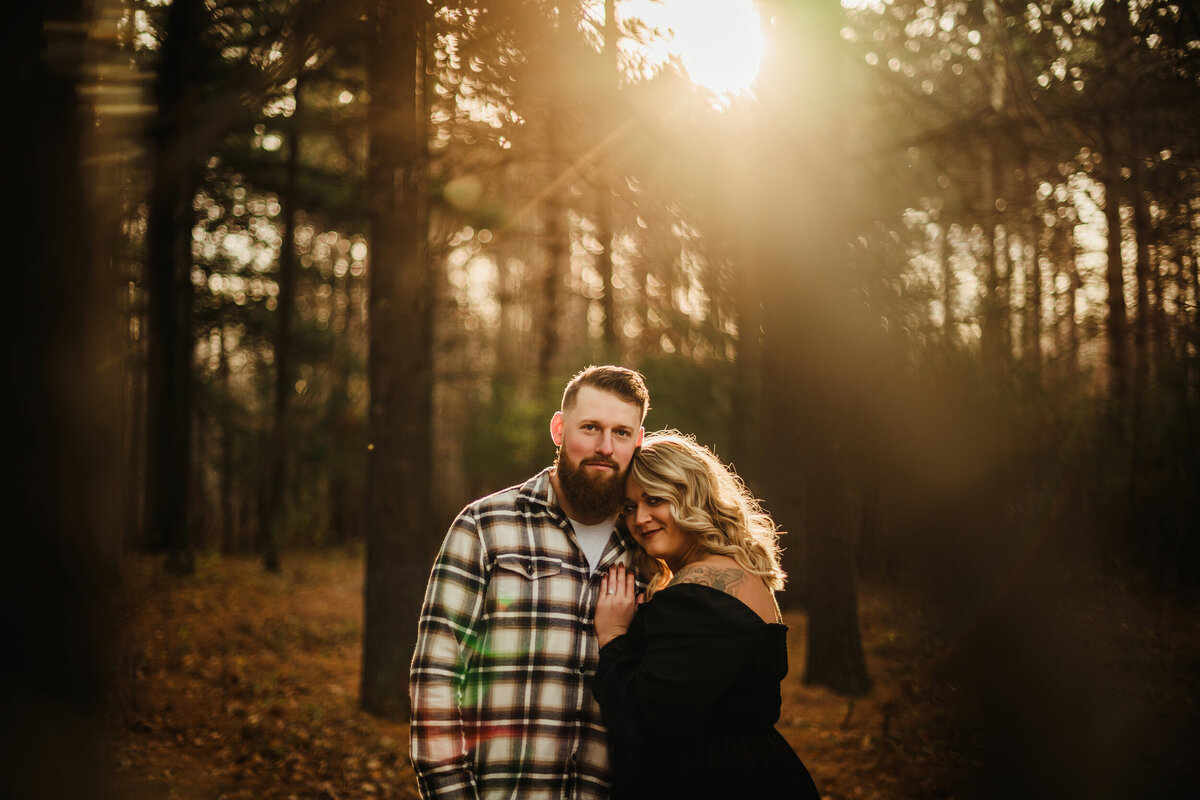 pine tree engagement photo