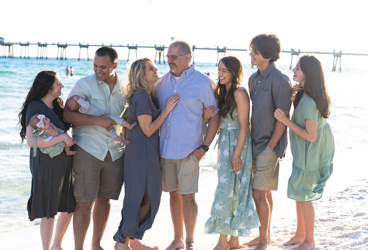 extended family photoshoot on the beach