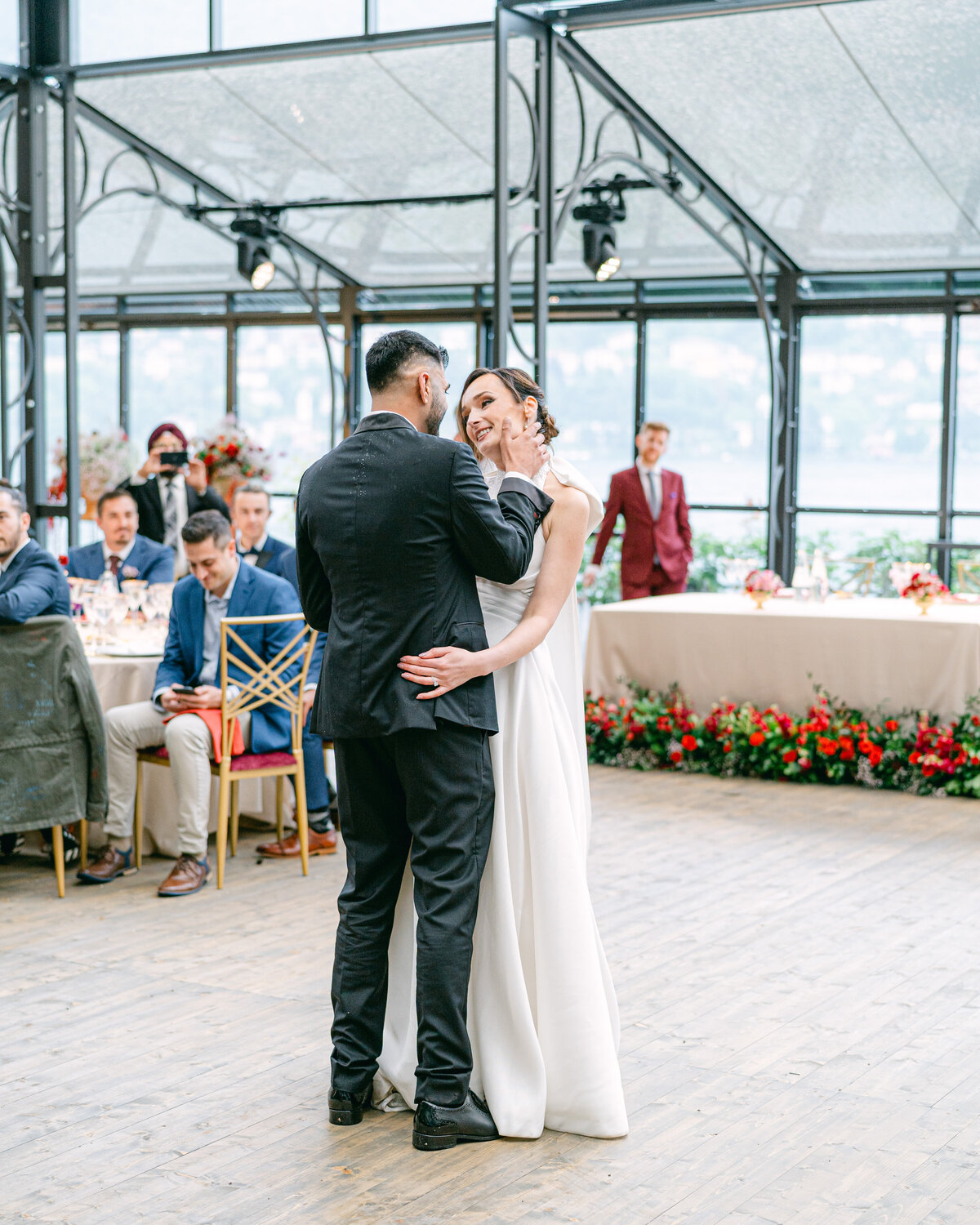 Fleeting moment with bride and groom at Lake Como wedding