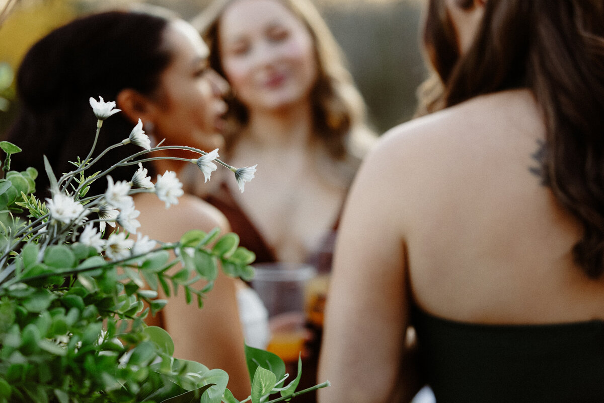 candid wedding portrait during cocktail hour
