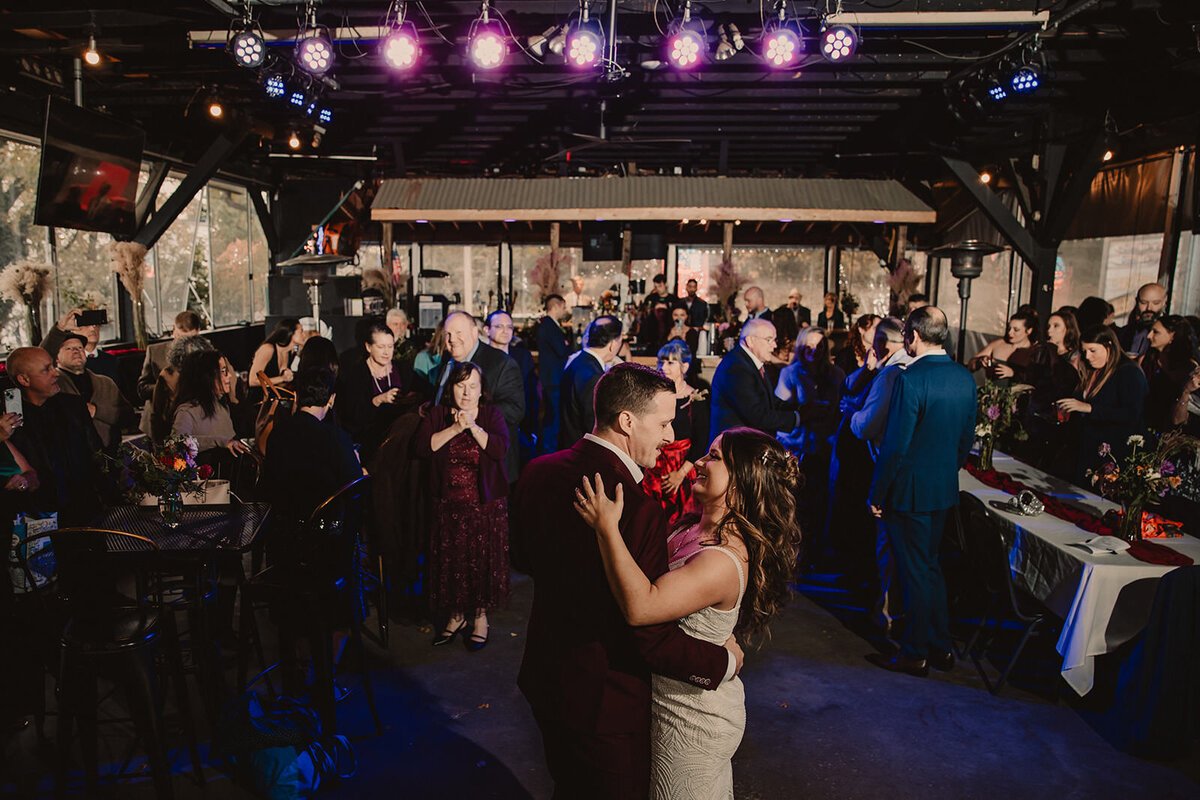 A couple dancing during their wedding reception 