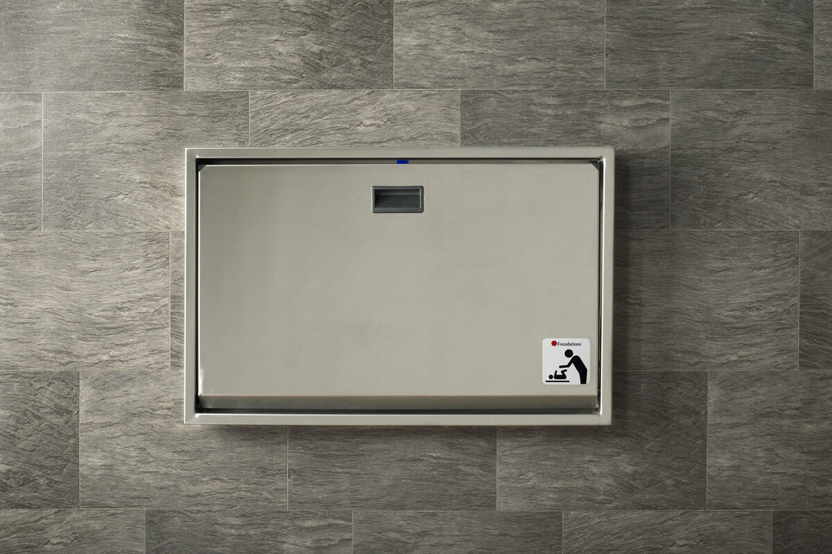 Advertising photograph of a washroom changing station