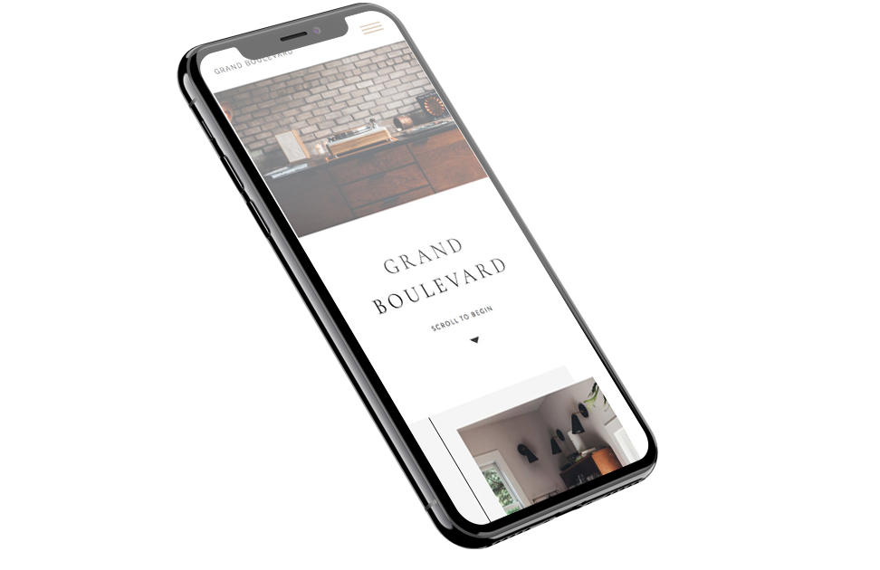 Mobile mockup of Showit Website template Grand Boulevard