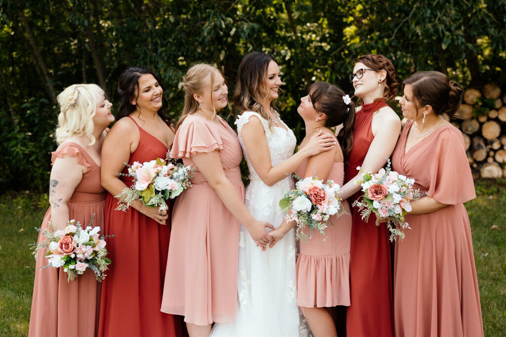 Bridal party hair and makeup by Makeup By Chelsea & Co, feminine Edmonton hair and makeup artist, featured on the Brontë Bride Vendor Guide.