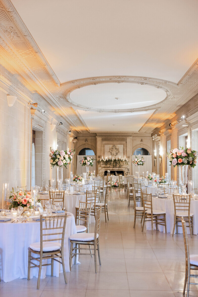 gold chiavari pastel and white design