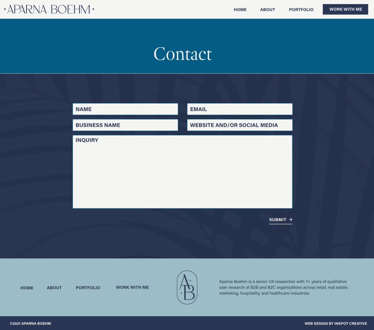 screenshot of full contact page