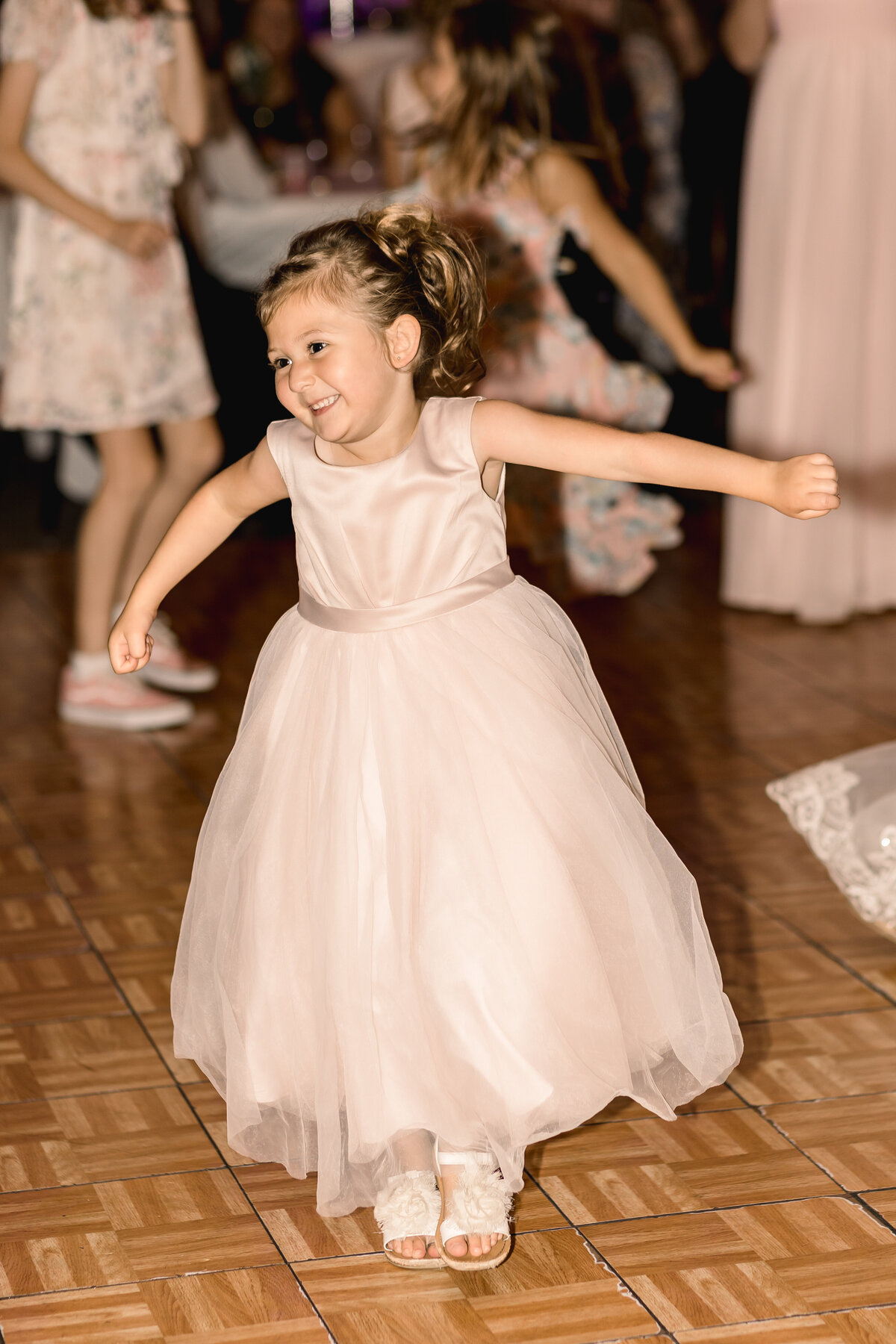 flower girl dancing at wedding dance in Sartell MN