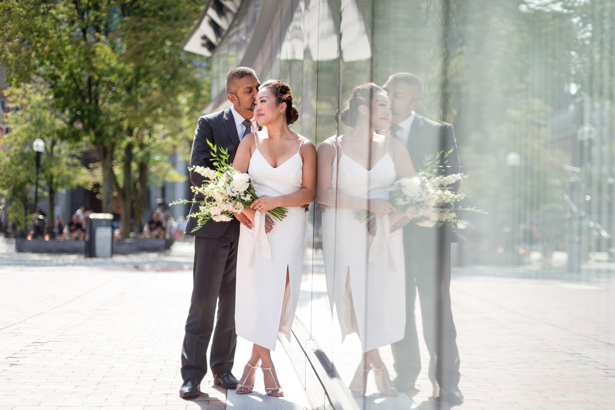 Boston City Hall wedding portrait
