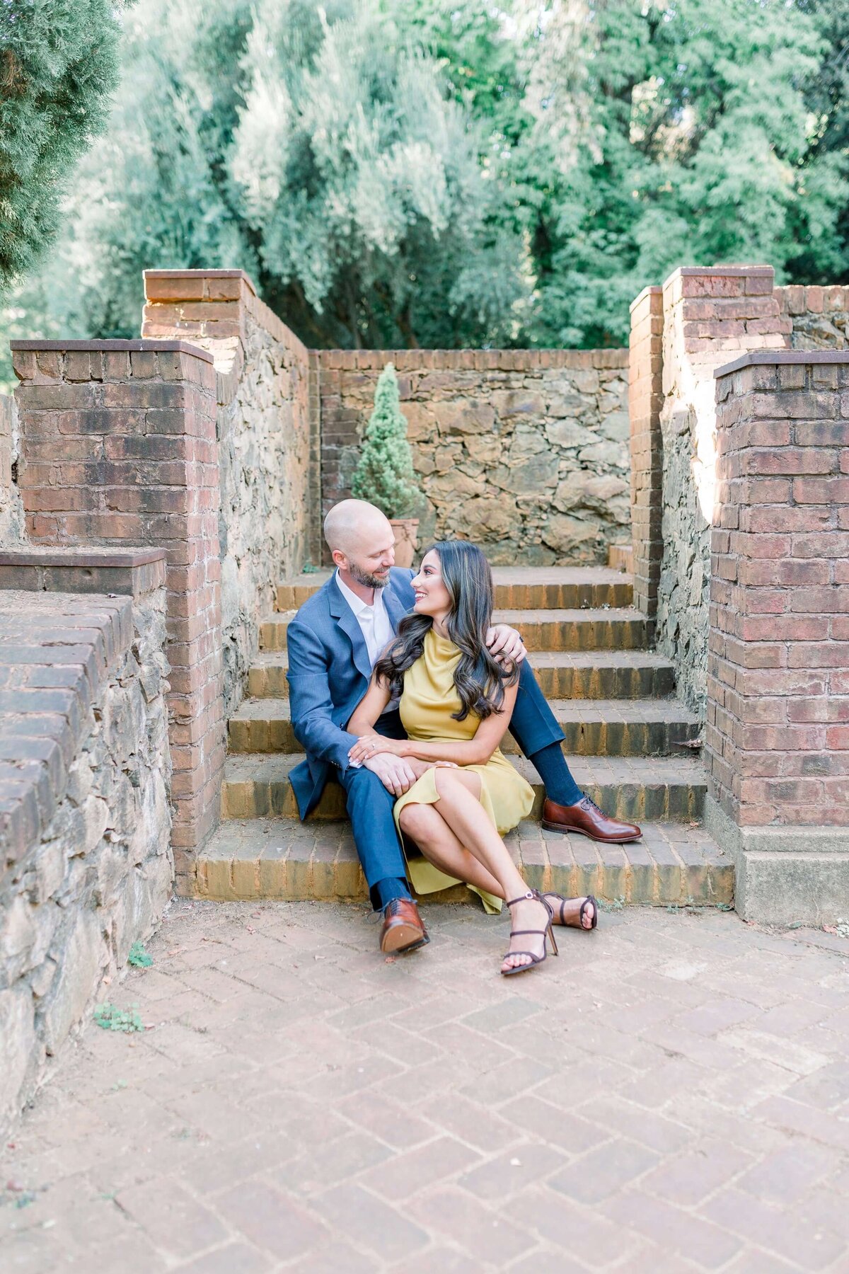 Couple sitting on steps