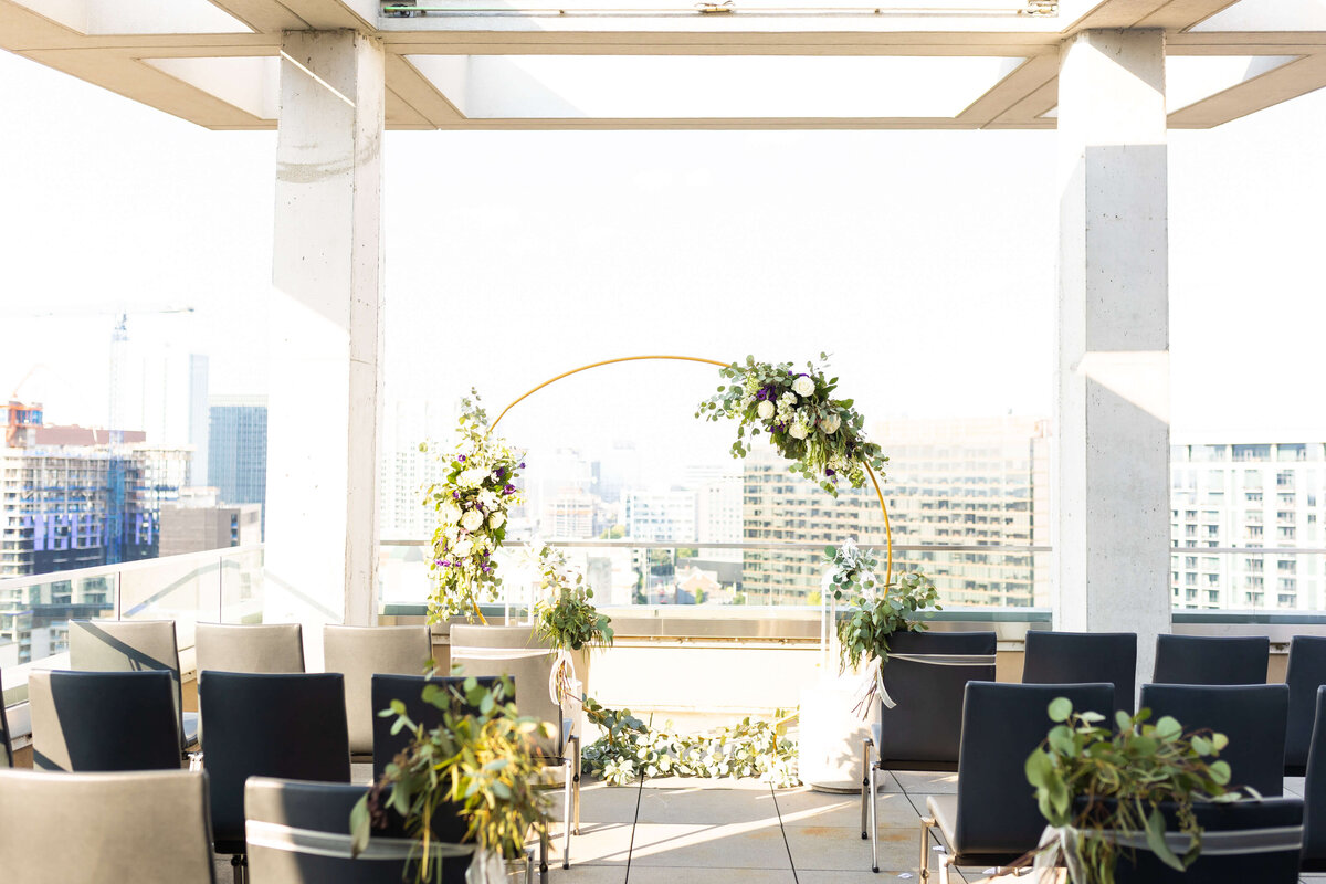 Wedding ceremony set up at The Aertson hotel, Nashville