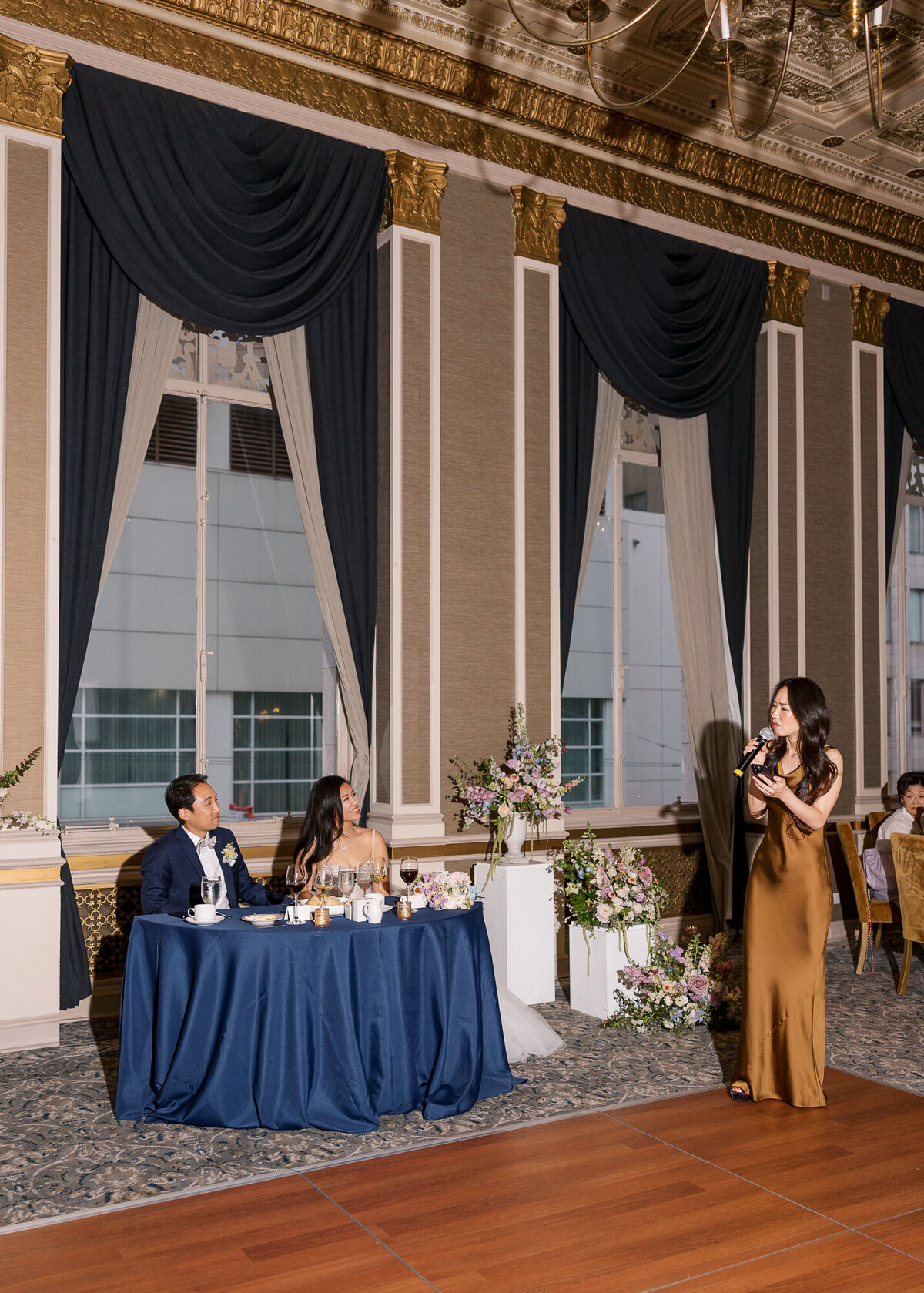 Wedding toasts Beacon Grand San Francisco Bay Area luxury wedding photographer