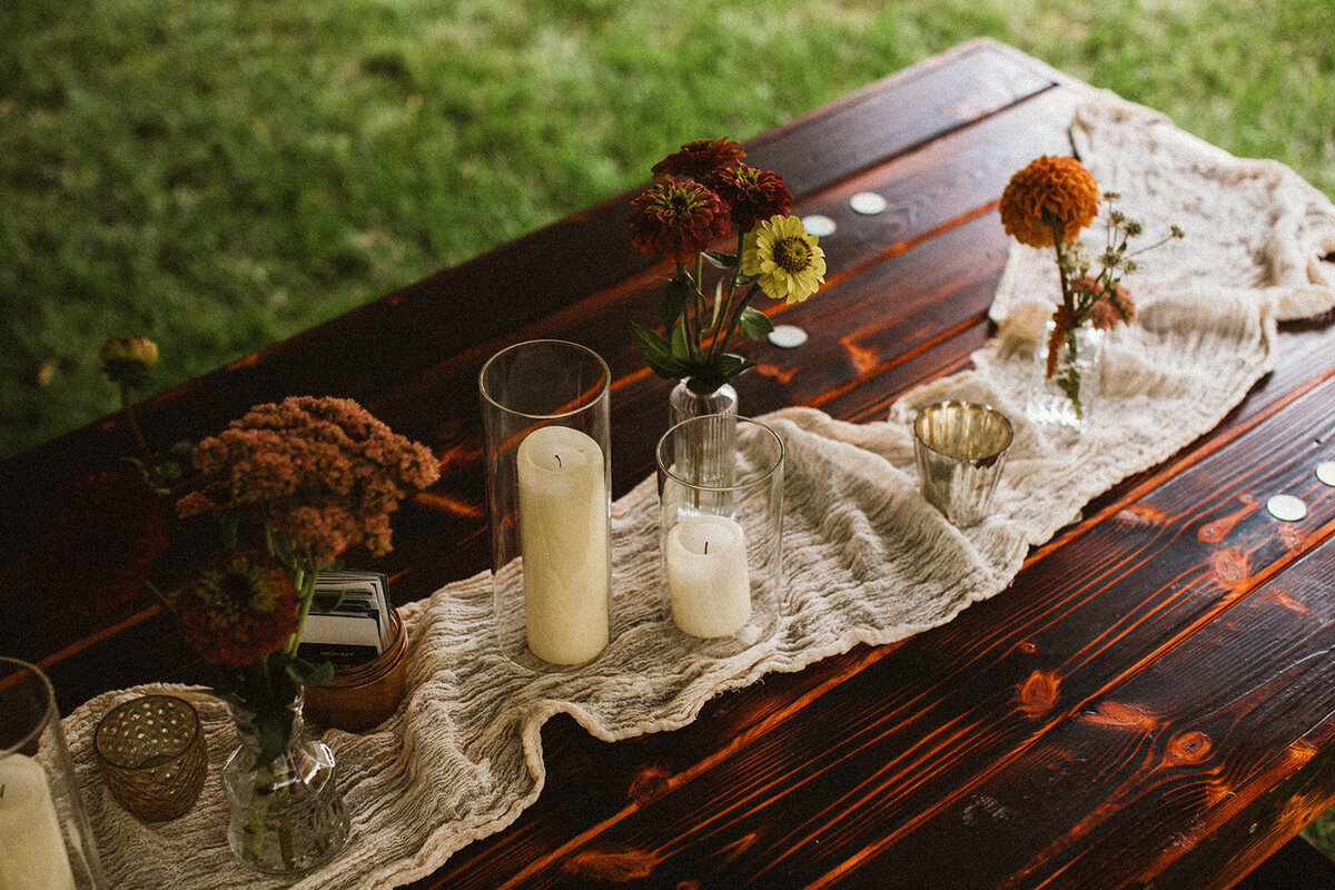 backyard wedding boho details 