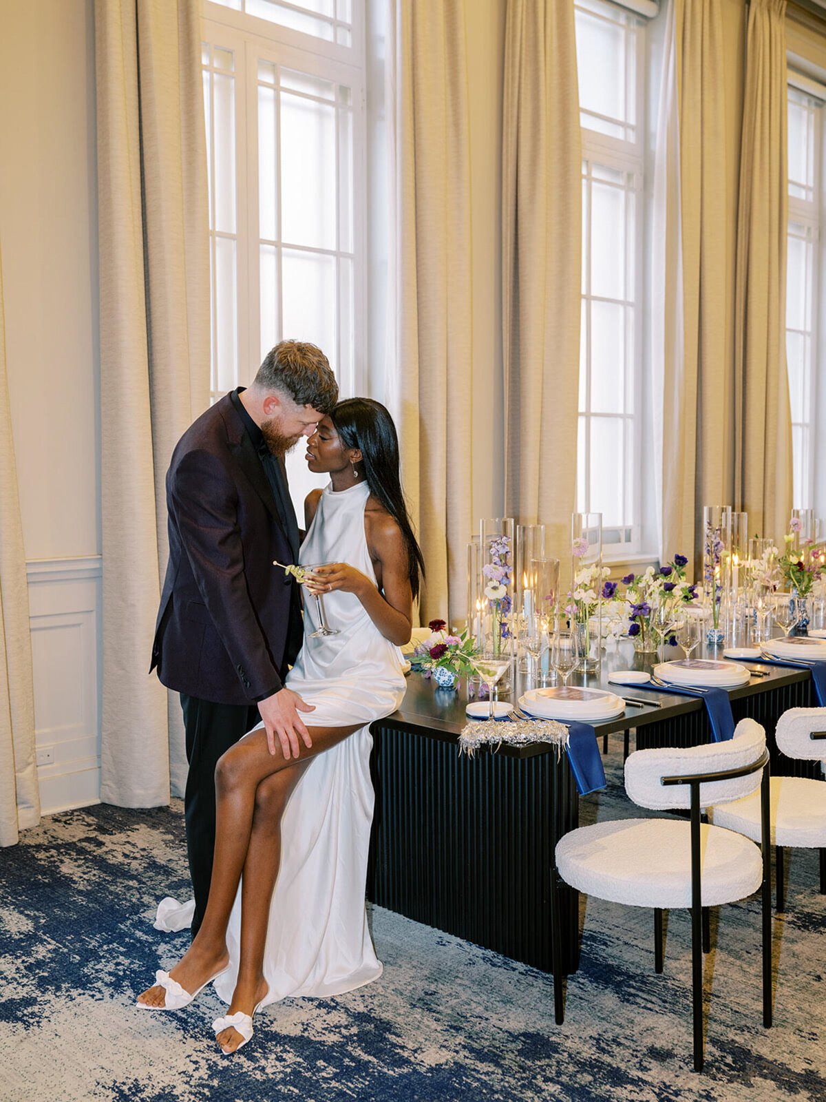 Couple enjoying wedding reception at fairmont palliser captured by Justine Milton