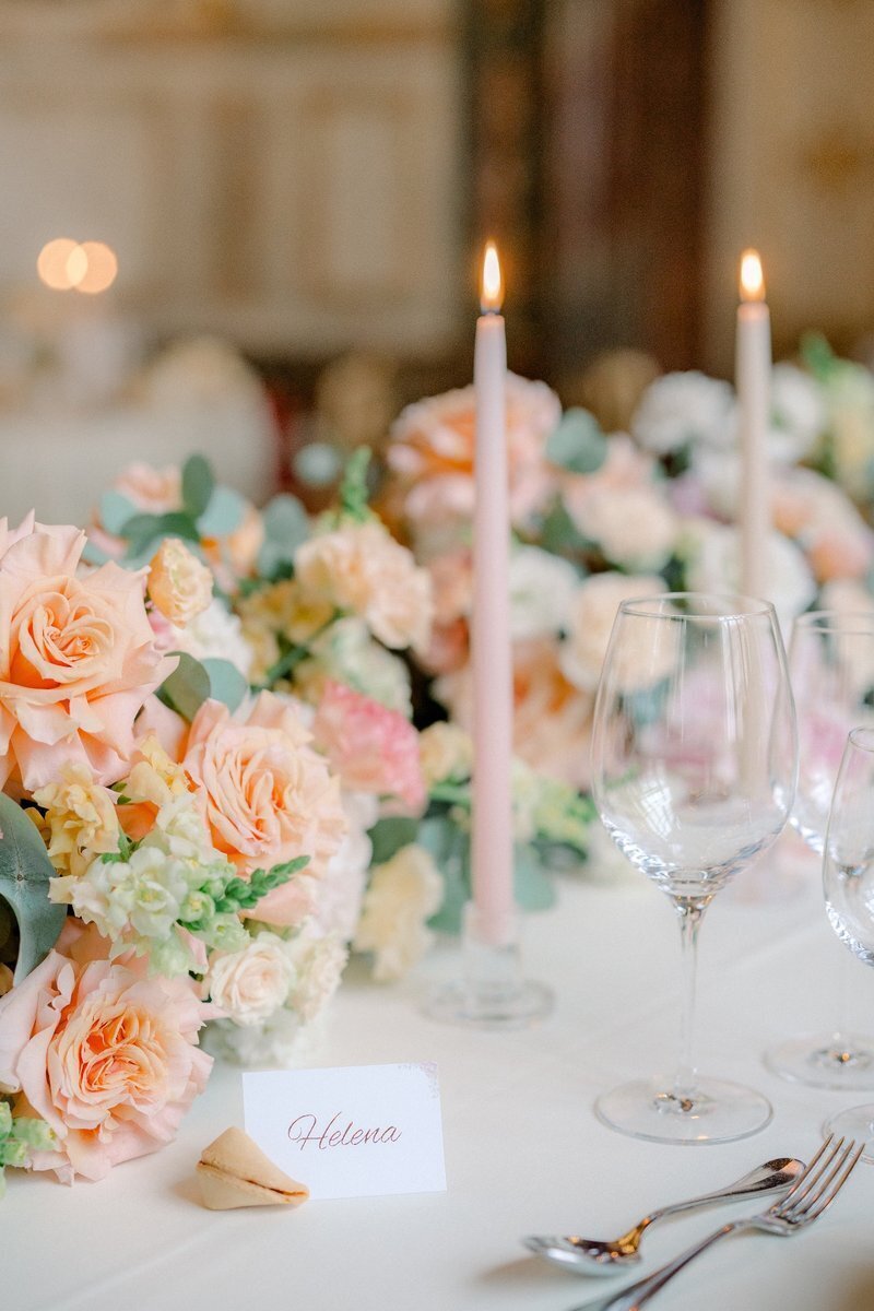 Flower arrangements at the oval room in palace Daun Kinsky Vienna
