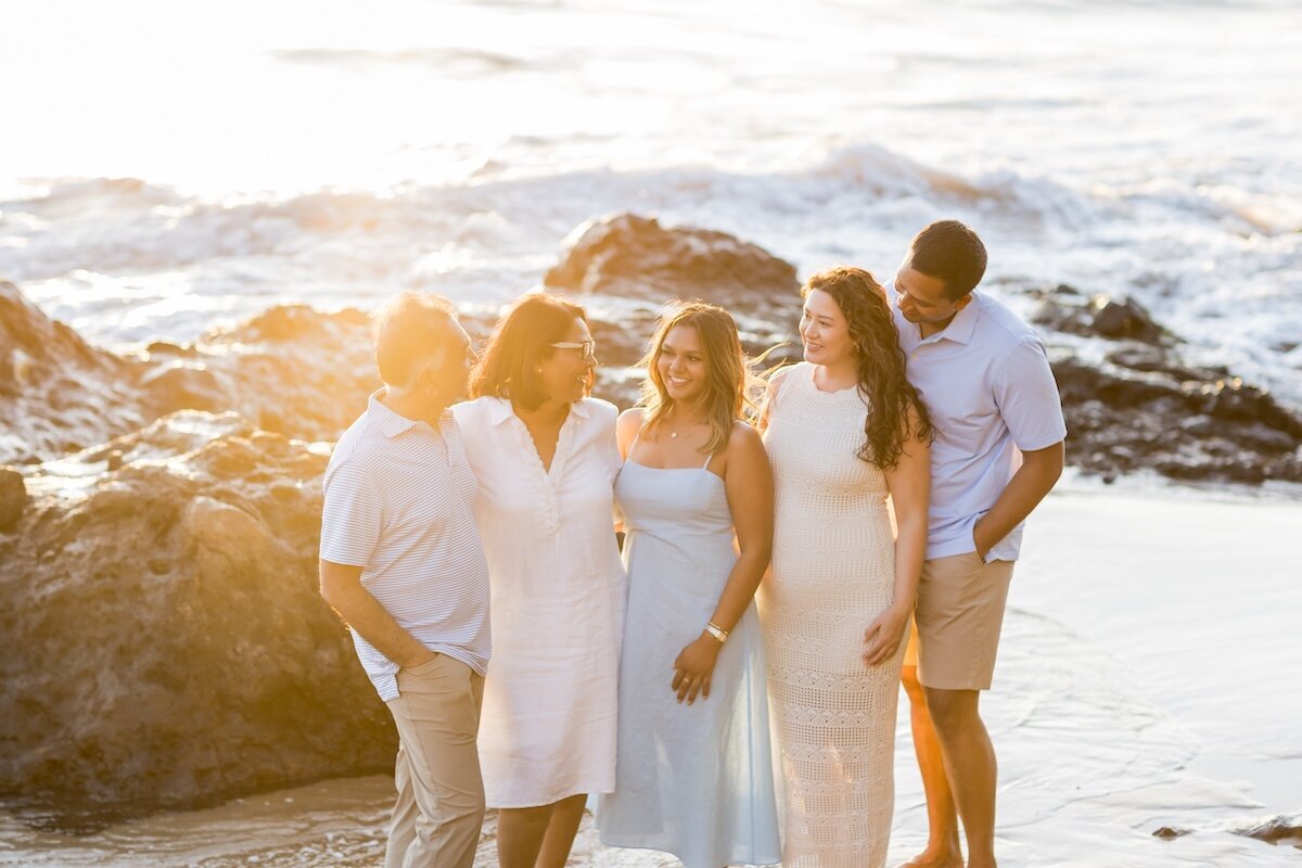 Perfect golden light for this family of five on the beach in Hawaii.