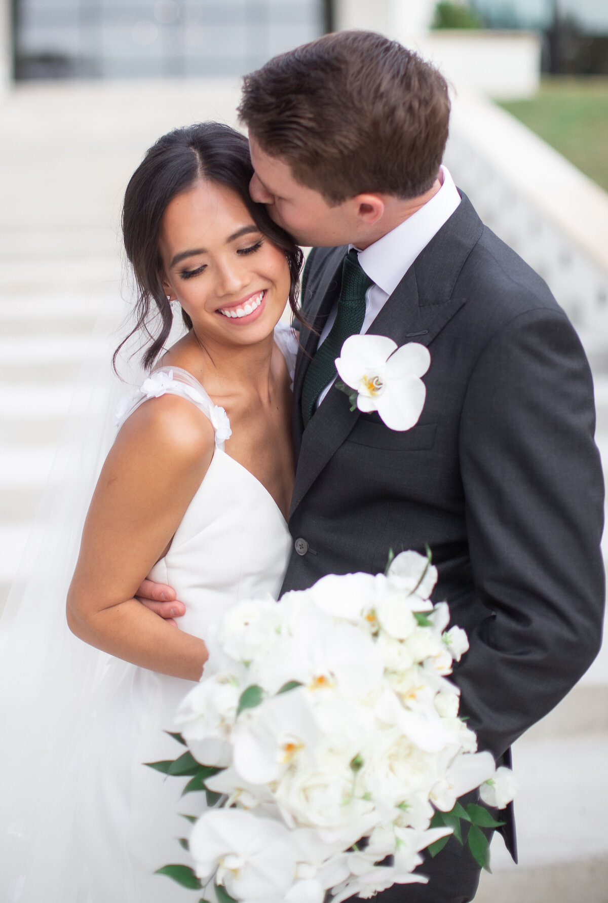 wedding portrait with orchids