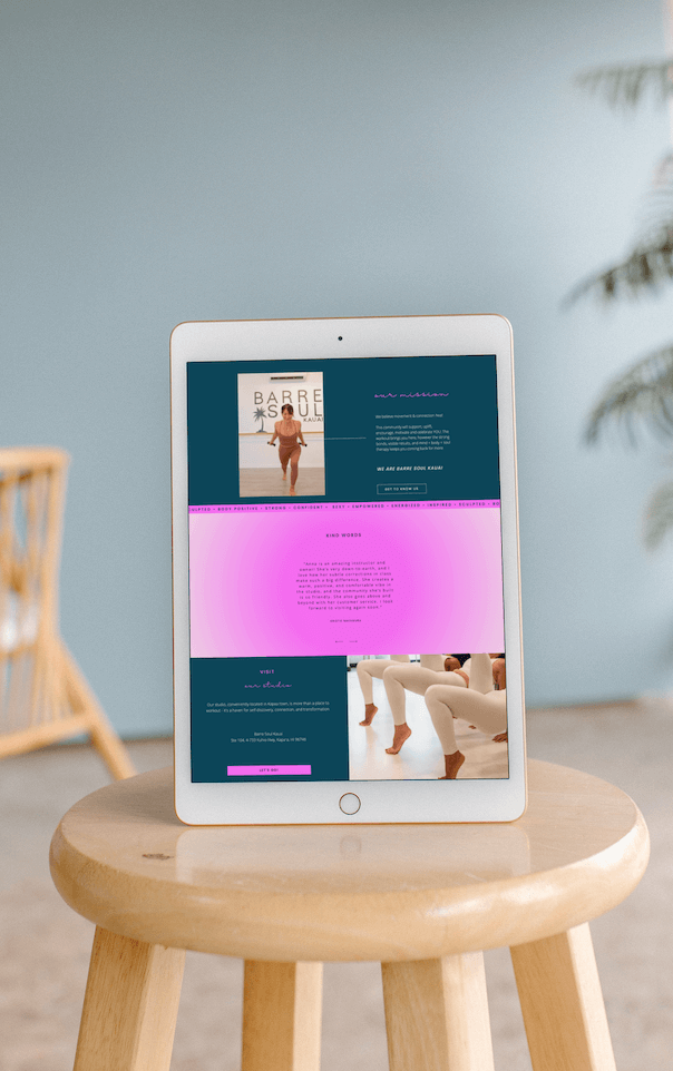 barre soul kauai ipad web design
