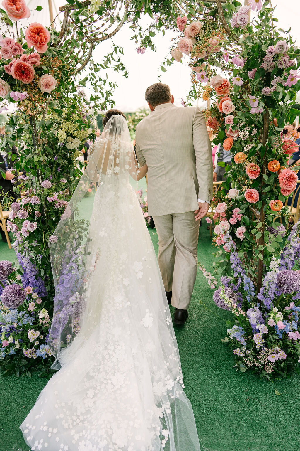 full ombre floral greenery arch tent entrance