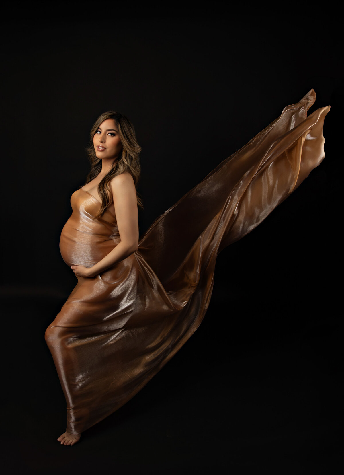 sheer flying fabric from maternity session client closet best san antonio photographer 