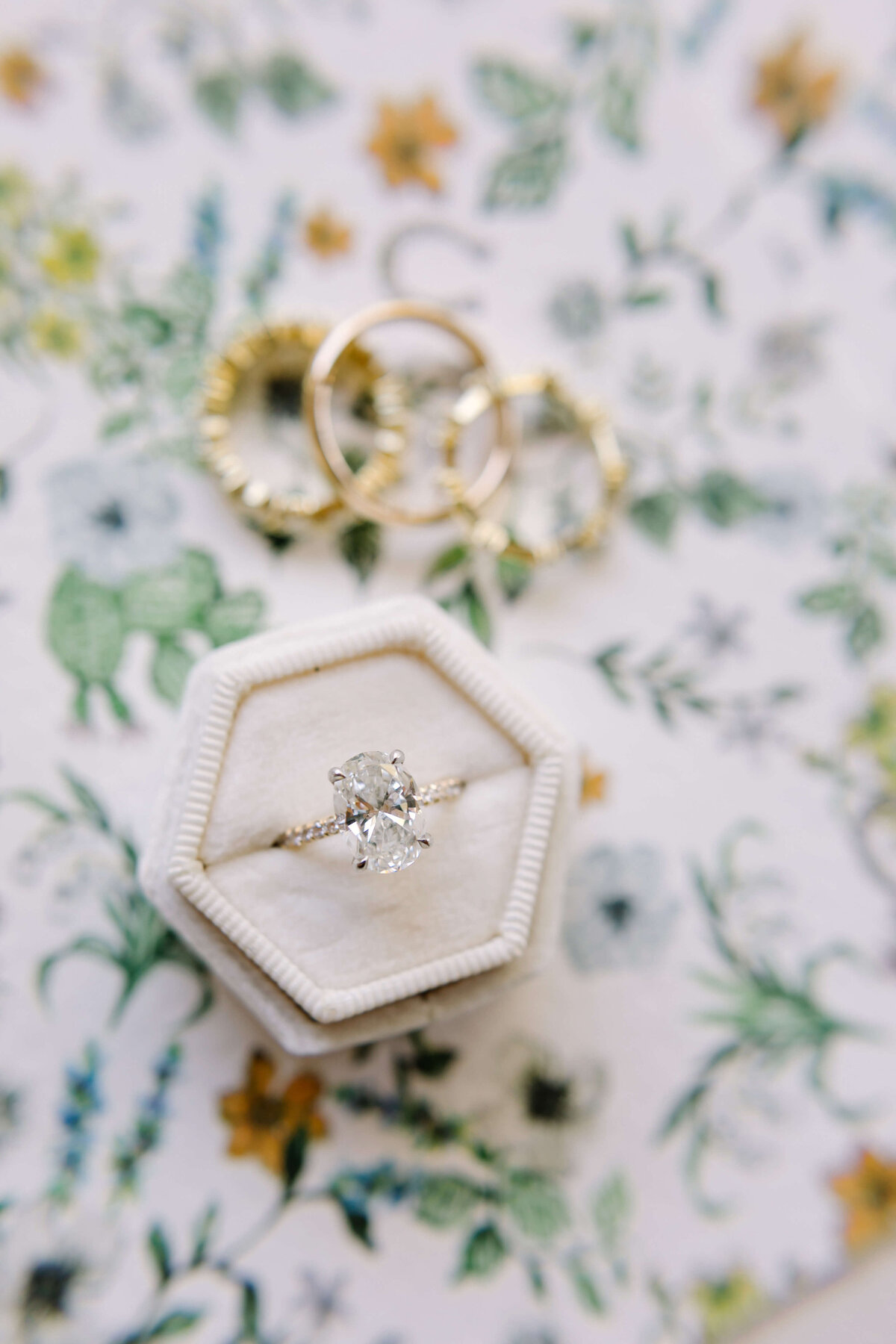 Classic wedding day details and engagement ring