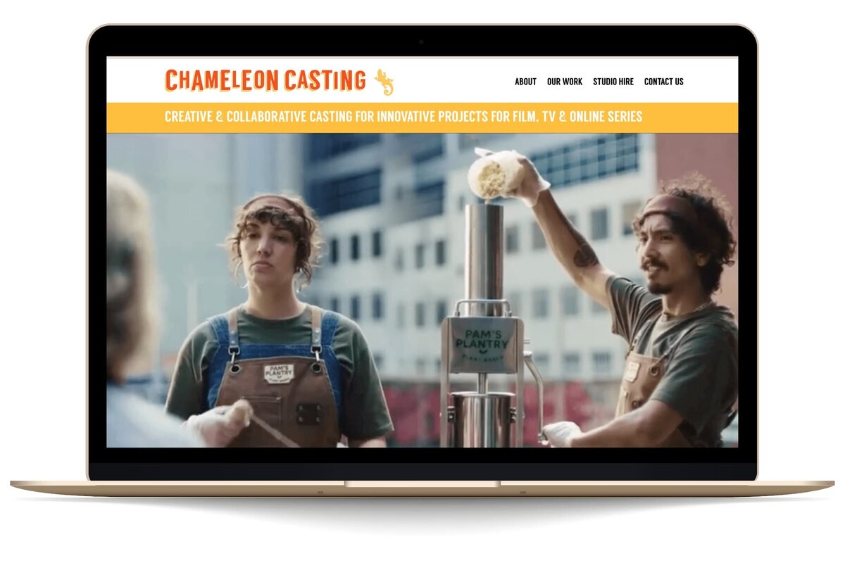 macbook mockup Chameleon Casting Wordpress website design by Rachelle Deem Designs