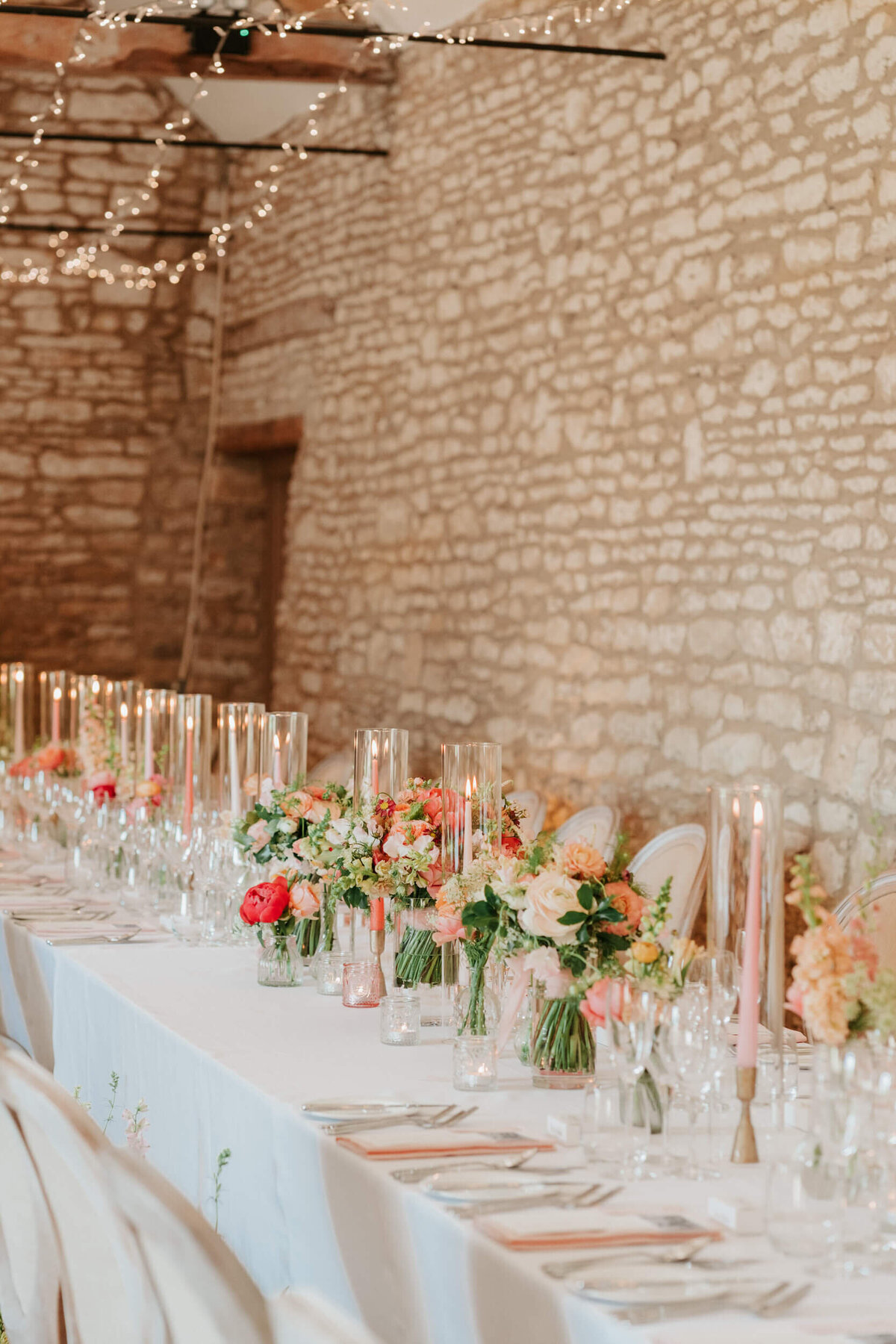 caswell-house-wedding-reception-pink-floral-table Gemma Randall Photography
