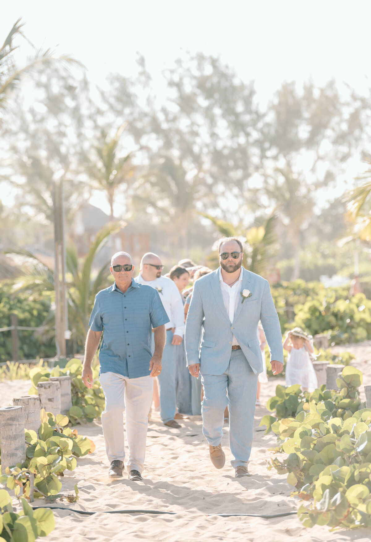 the groom walks towards the wedding ceremony in Punta Cana